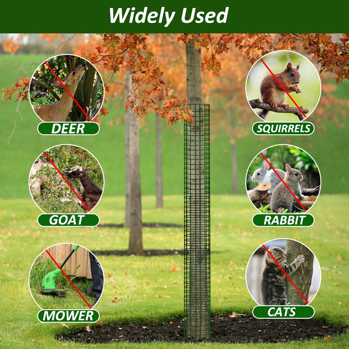 chicarry 48" Metal Tree Trunk Protector, 8 Pack Mesh Tree Guards Tree Protectors with Zip Ties, Stakes, ExpandableTree Trunk Protector Guard, Tree Protectors from Deer, Mower, Animals(48",8 Pack)