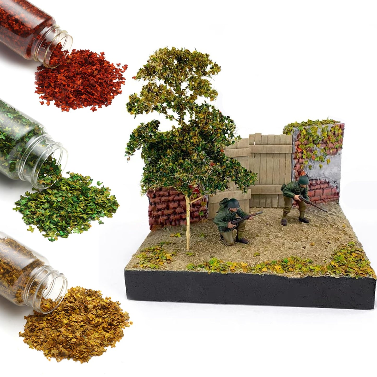 Spriplant Realistic Miniature Leaves Simulation Leaves for DIY Mini Model Railway Fairy Garden Architecture Diorama Scenery Landscape Layout Christmas Thanksgiving Village Accessories, Pack of 5