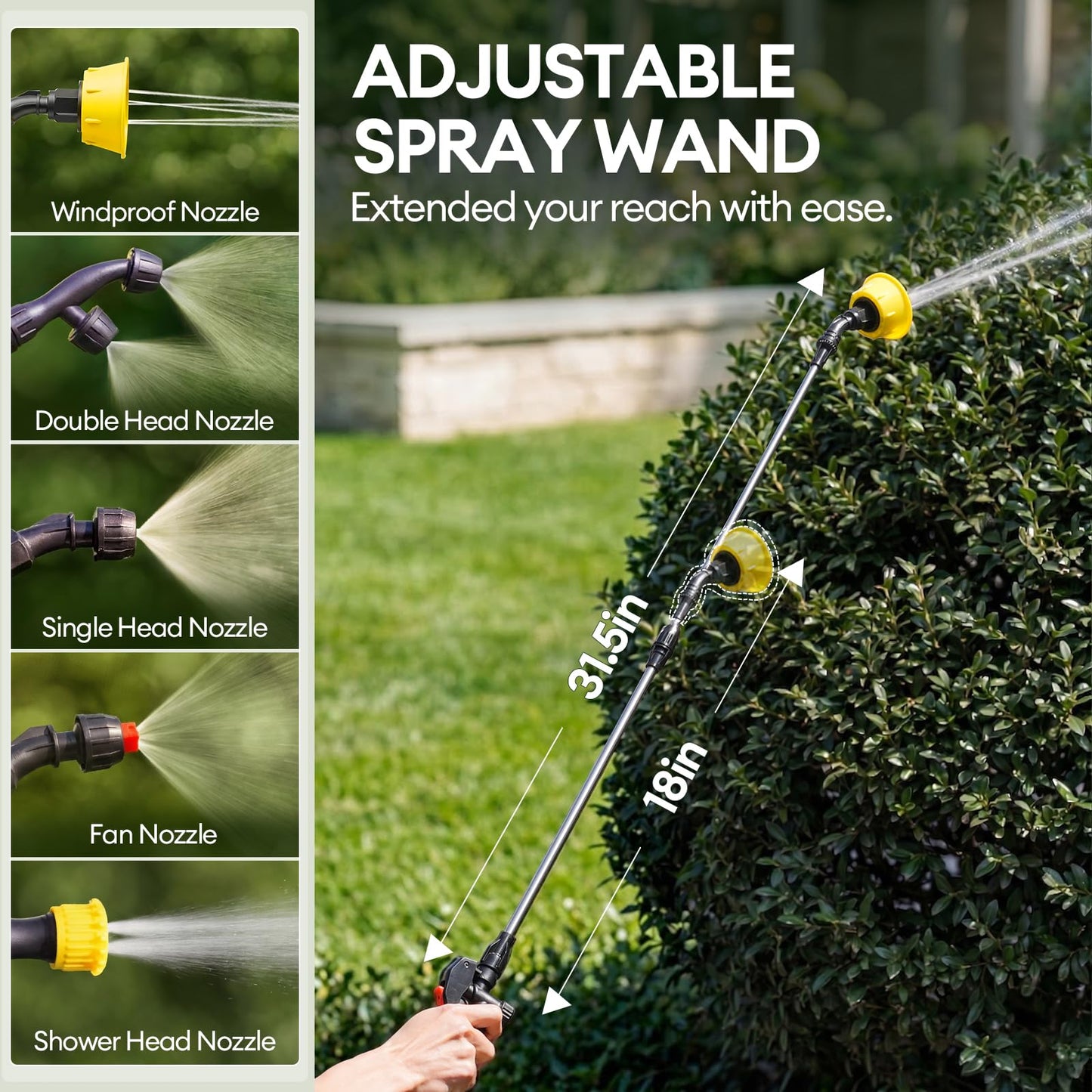 MAYGROVE 4.2 Gal Electric Backpack Sprayer, 2-4h of Continuous Spray, Equipped with Adjustable Wand & 5 Nozzles, Auto Spraying for Garden, Lawn Care, Fertilizing & Weed Control (Battery Included)
