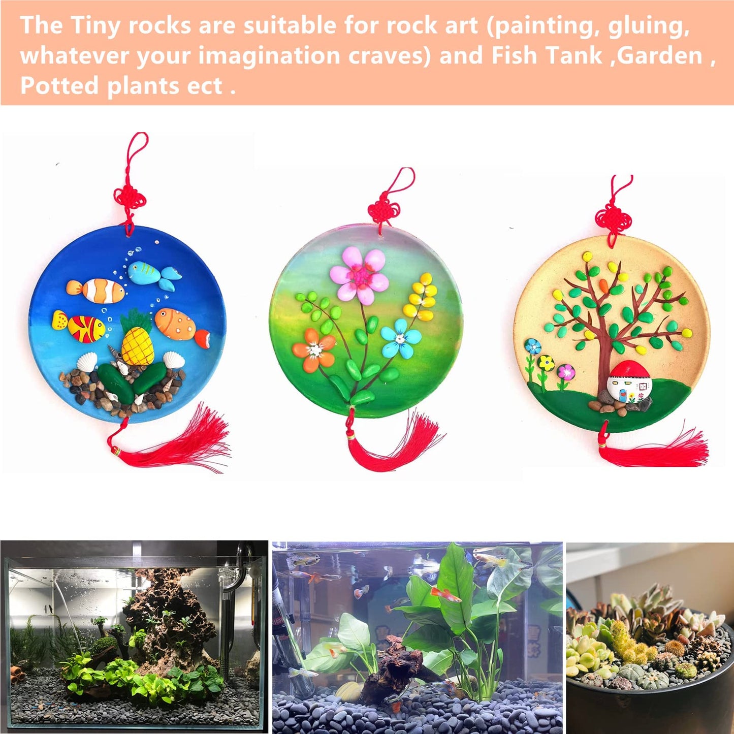 300PCS Tiny Painting Rocks, Meilala DIY Pebble Flat & Smooth Rocks for Arts, Crafts, Decoration, Fish Tank,Garden,Hand Picked Stones for Detail-Painting
