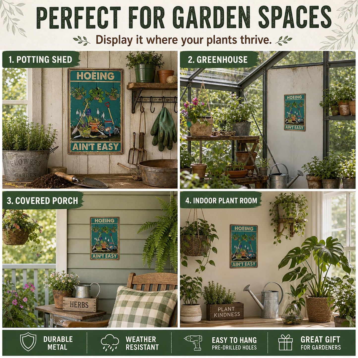 Artlunar Funny Garden Sign Outside Decor - Humorous Gardening Gift for Women Enthusiasts, 12" x 8" (980)