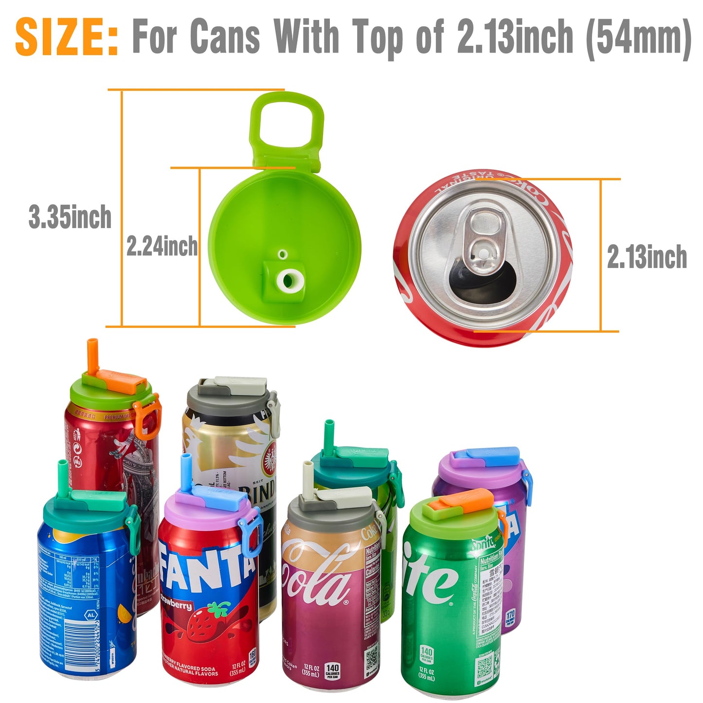 DIPESI 4-pack 4 Color Soda Can Lids with straw, Soda Can Covers with Silicone straw BPA-Free Reusable For Fits standard For Canned Beverage, Beer, Juice,Seltzer. (Colour mixture)