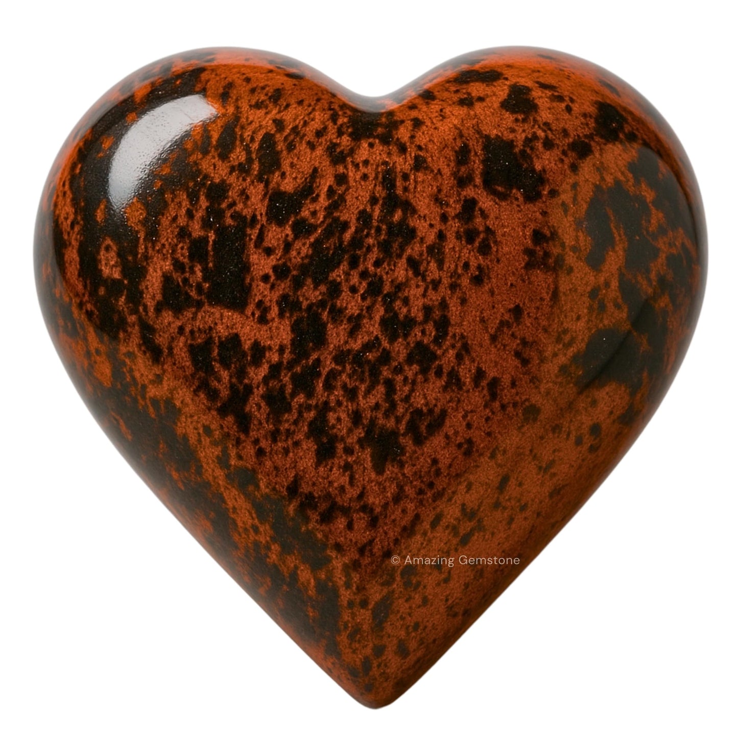 Amazing Gemstone Mahogany Obsidian Crystal Heart Palm Stone - Pocket Massage Worry Stone for Natural Body Chakra Balancing, Reiki Healing and Crystal Grid