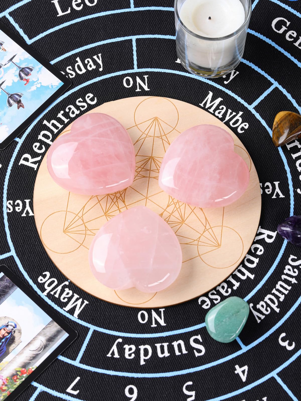 Jovivi 60mm Large Rose Quartz Crystal Heart Healing Crystals Heart Stones Polished Pocket Love Gemstones Chakra Reiki Energy Balancing Meditation Gift