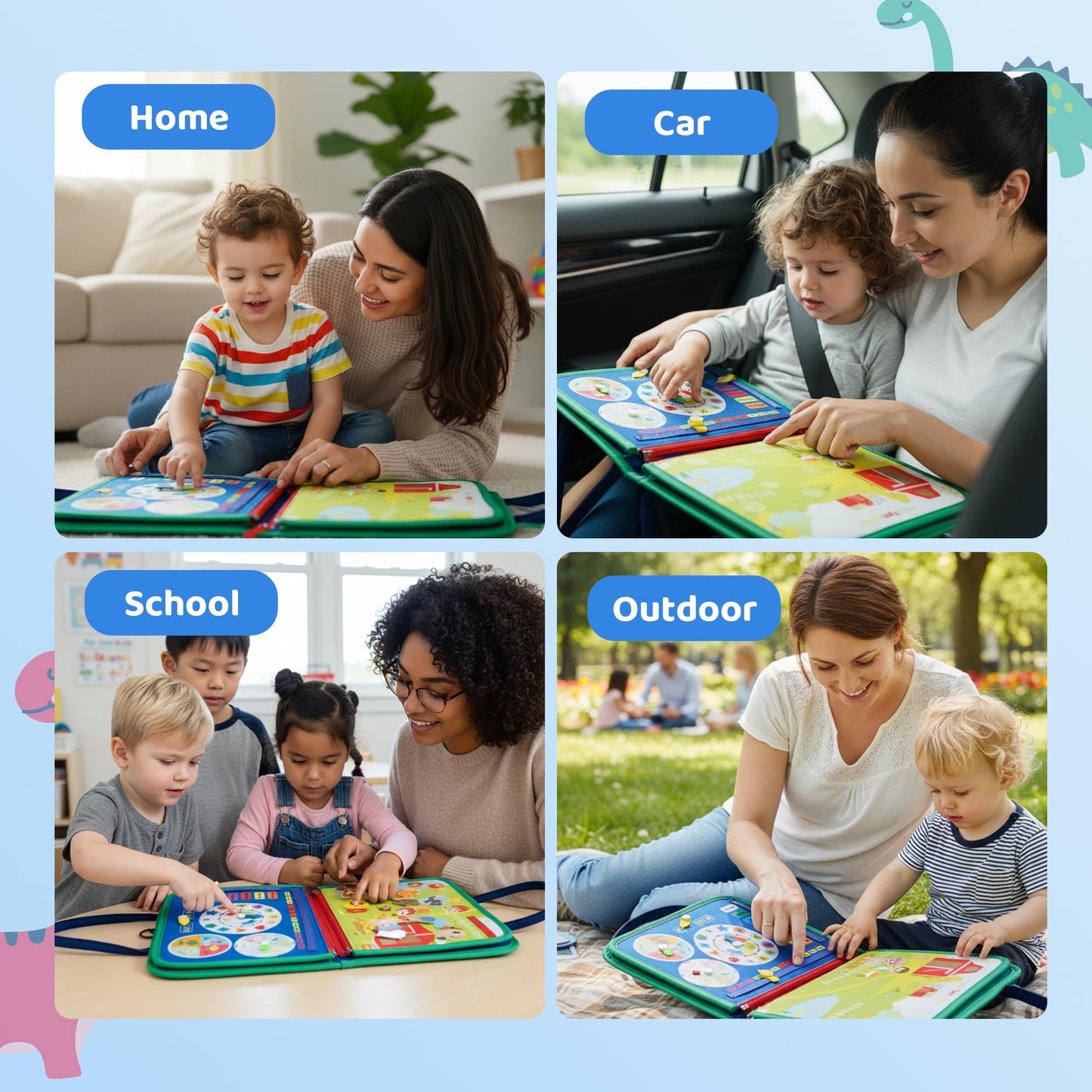 Tilhumt 8 in 1 Busy Book for Toddler 1-3, Montessori Boy Board with Storage Bag for Travel Quiet Learning Sensory Toys, Felt Busy Book for Baby Educational Gift Activities Fine Motor Skills