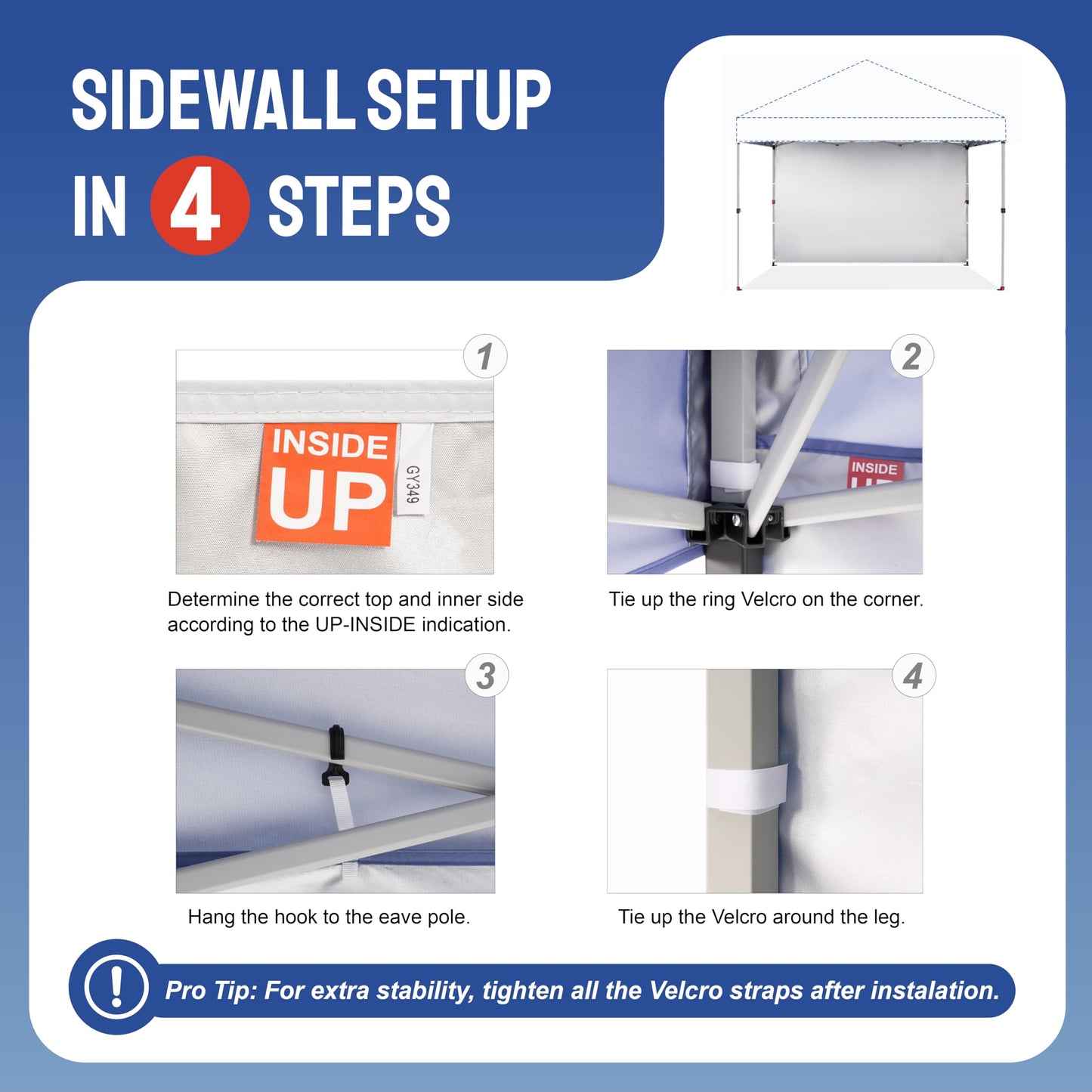 CROWN SHADES SunWall Silver Coated for 10x10 Pop up Canopy Tent, 1 Pack Sidewall Only with Silver Coating (1 Pack, White)