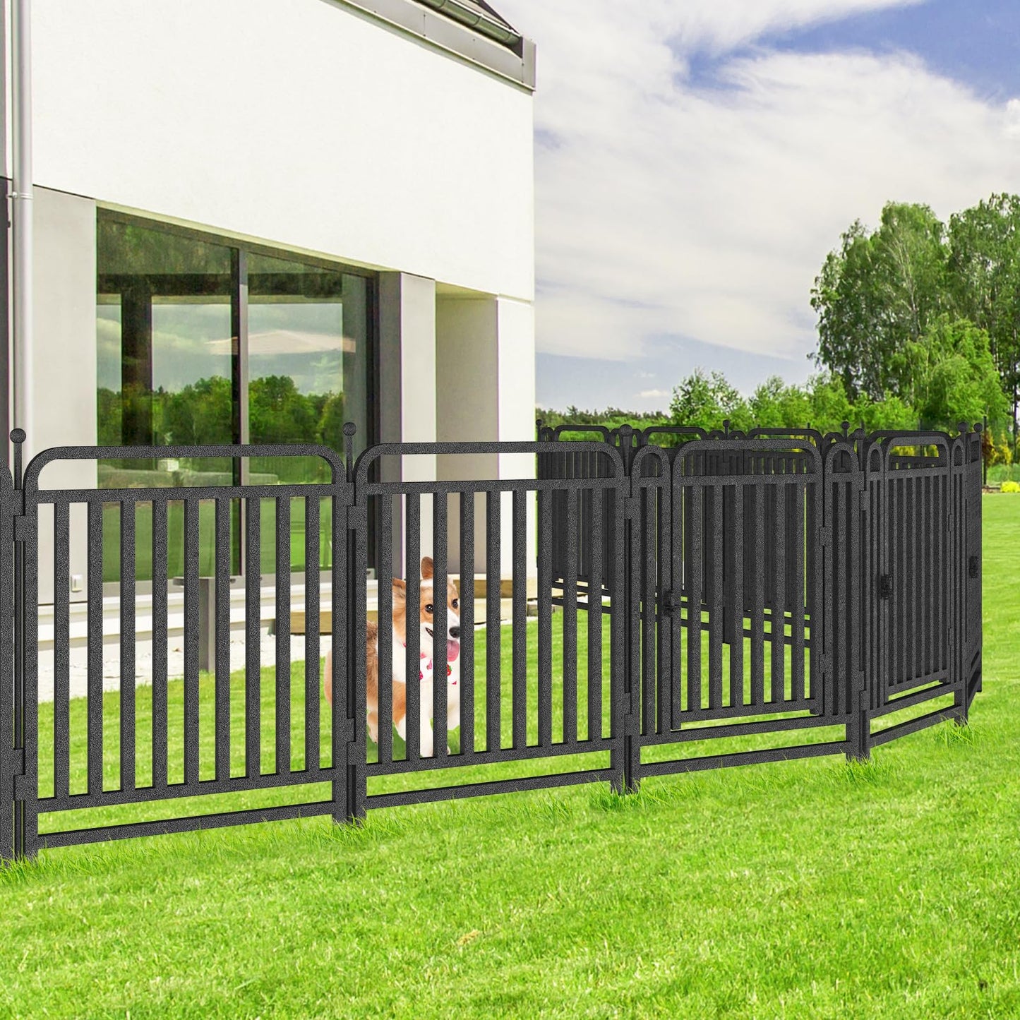 GDKASRNY Thickened Dog Playpen Foldable Metal Yard Fence32/43inch Compact Portable Animal Barrier Fence for Indoor Outdoor (24 Panels, 32 inch)