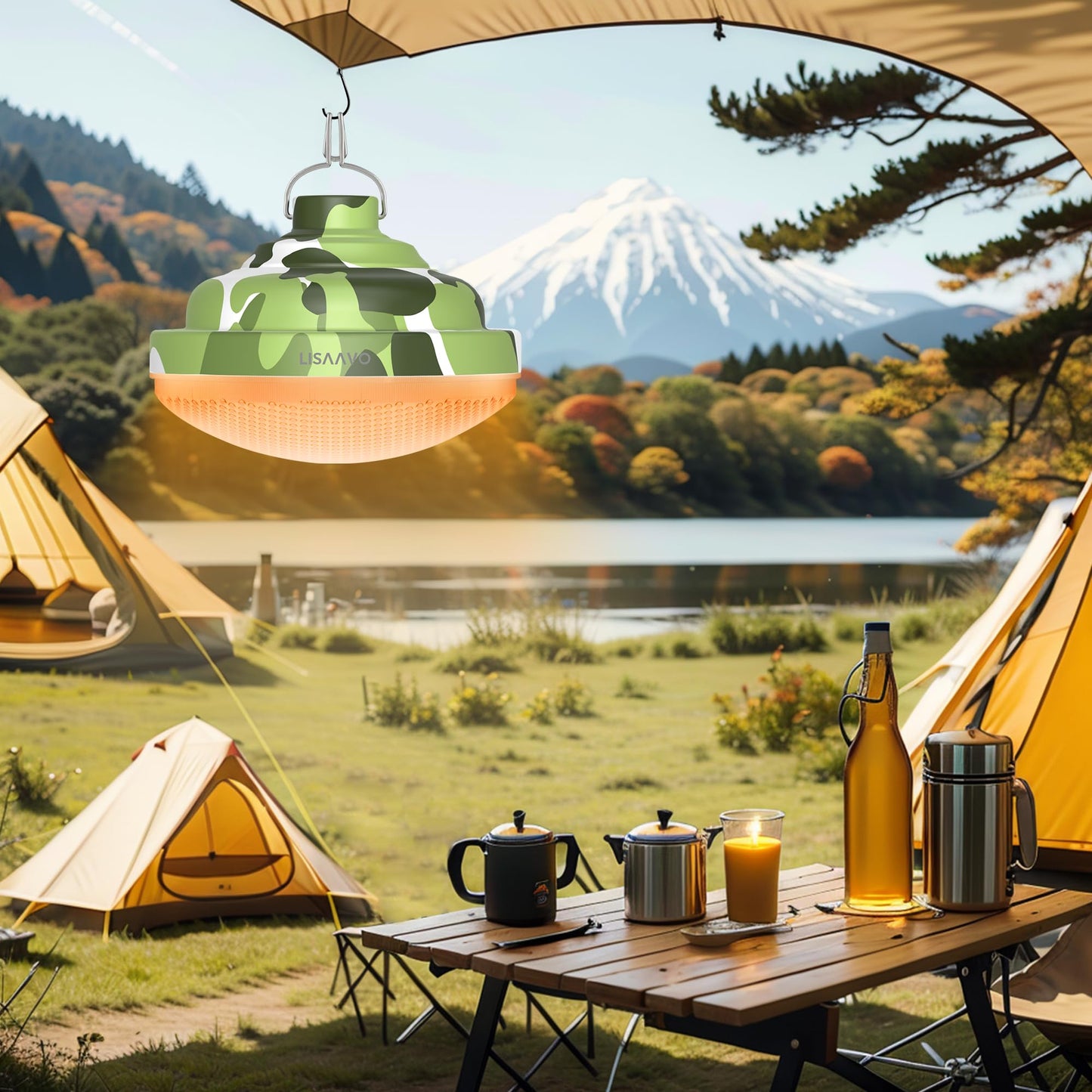 Lisaavo Camping Light, Rechargeable 5200mAh Car Tent Lights and Lanterns, with Hanging Hook