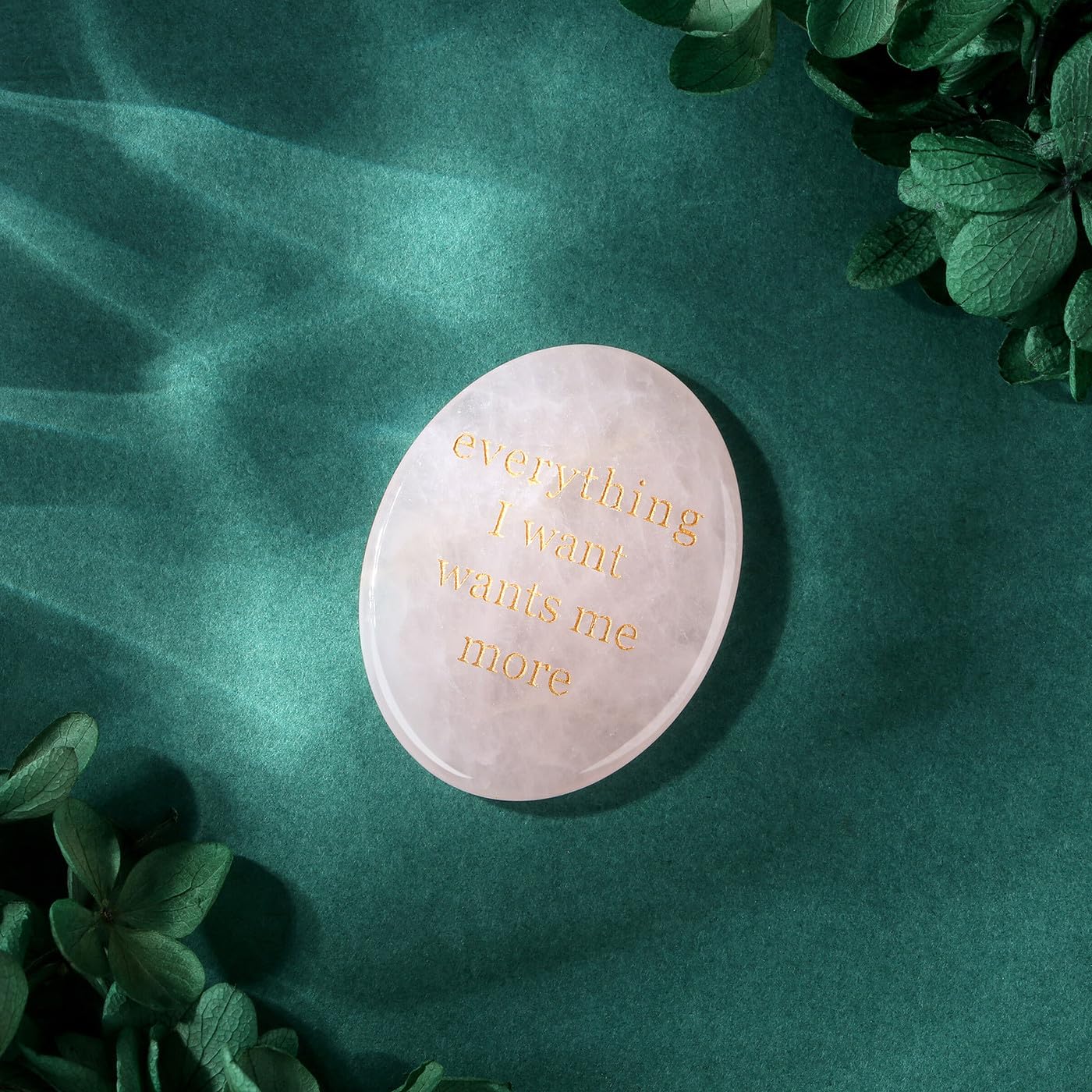 DUQGUHO Rose Quartz Crystal Encouragement Gifts for Women Everything I Want Wants Me More Inspirational Positive Anxiety Relief Items Pocket Hug Stones Emotional Calming Sobriety Gifts for Women Men