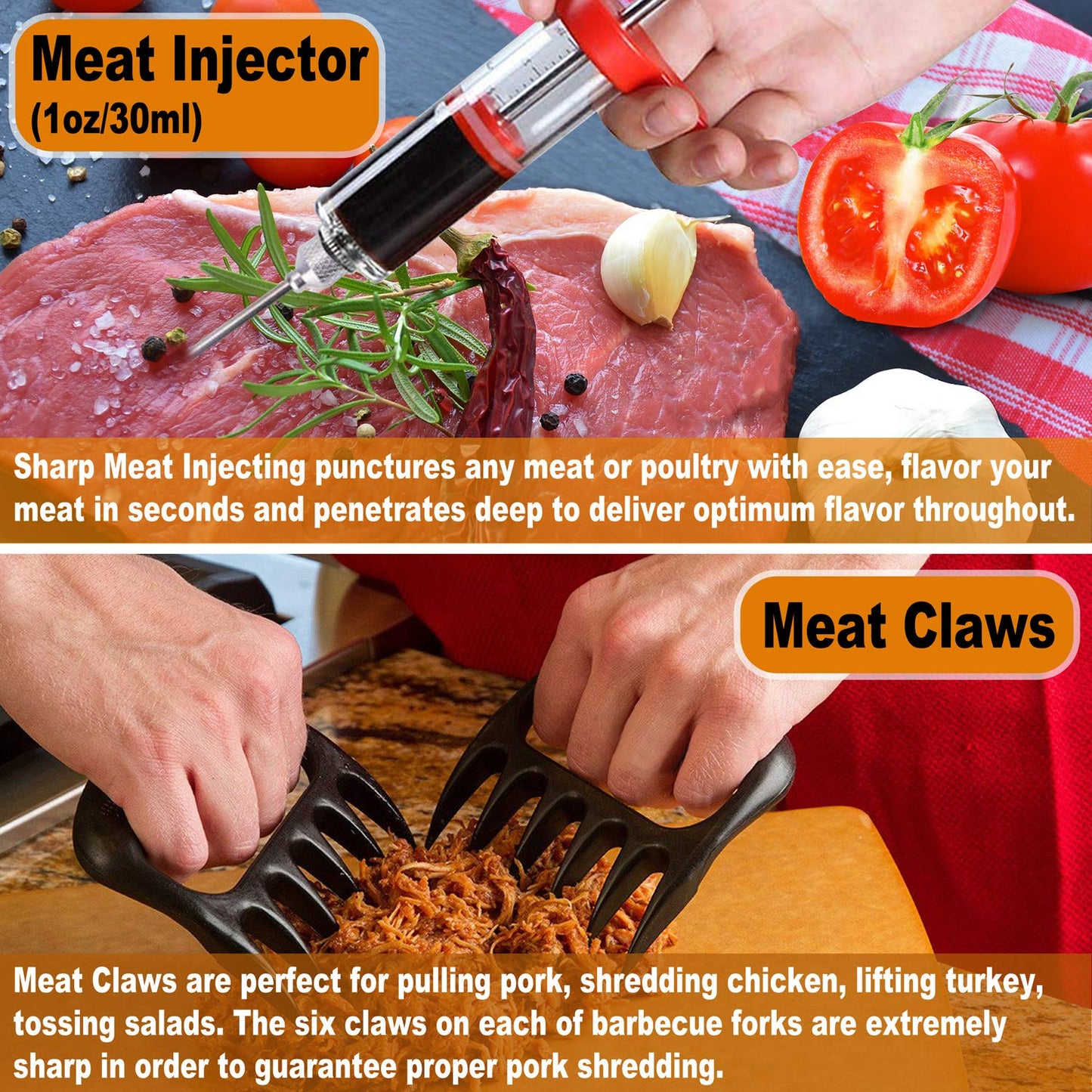 POLIGO 28Pcs Grilling Accessories in Bag with Meat Injector, Barbecue Claws, Mats, Thermometer for Smoker, Camping BBQ Grill Utensil Set Dad Gift for Fathers Day Birthday Grilling Gifts for Men Silver