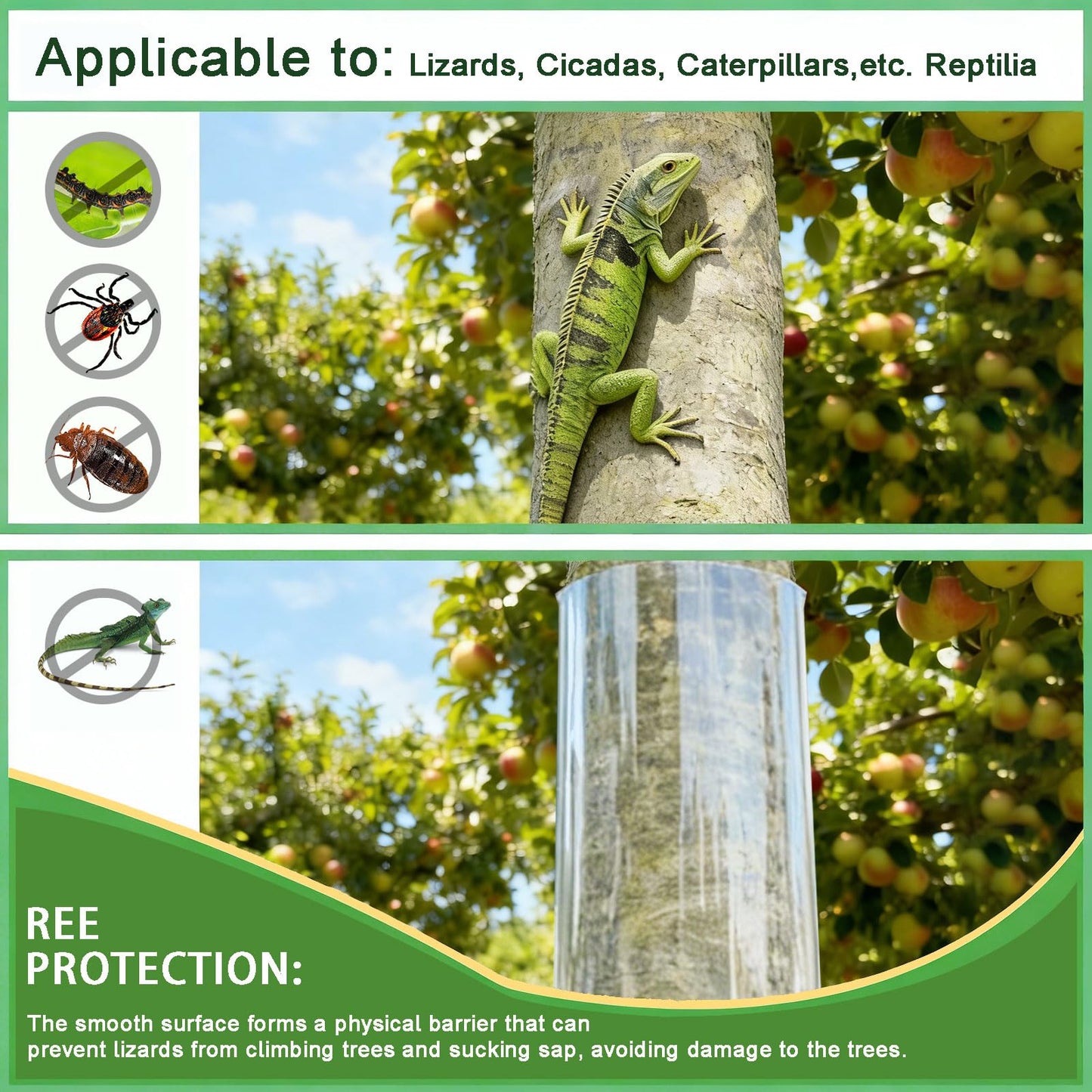 Serendipresent Extra Thick Tree Trunk Protector Guard-79 L x 15.9" W PET Plastic Wrap for Iguana & Cat Prevention, DIY Plant Greenhouse Including Waterproof Transparent Acrylic Double-Sided Adhesive