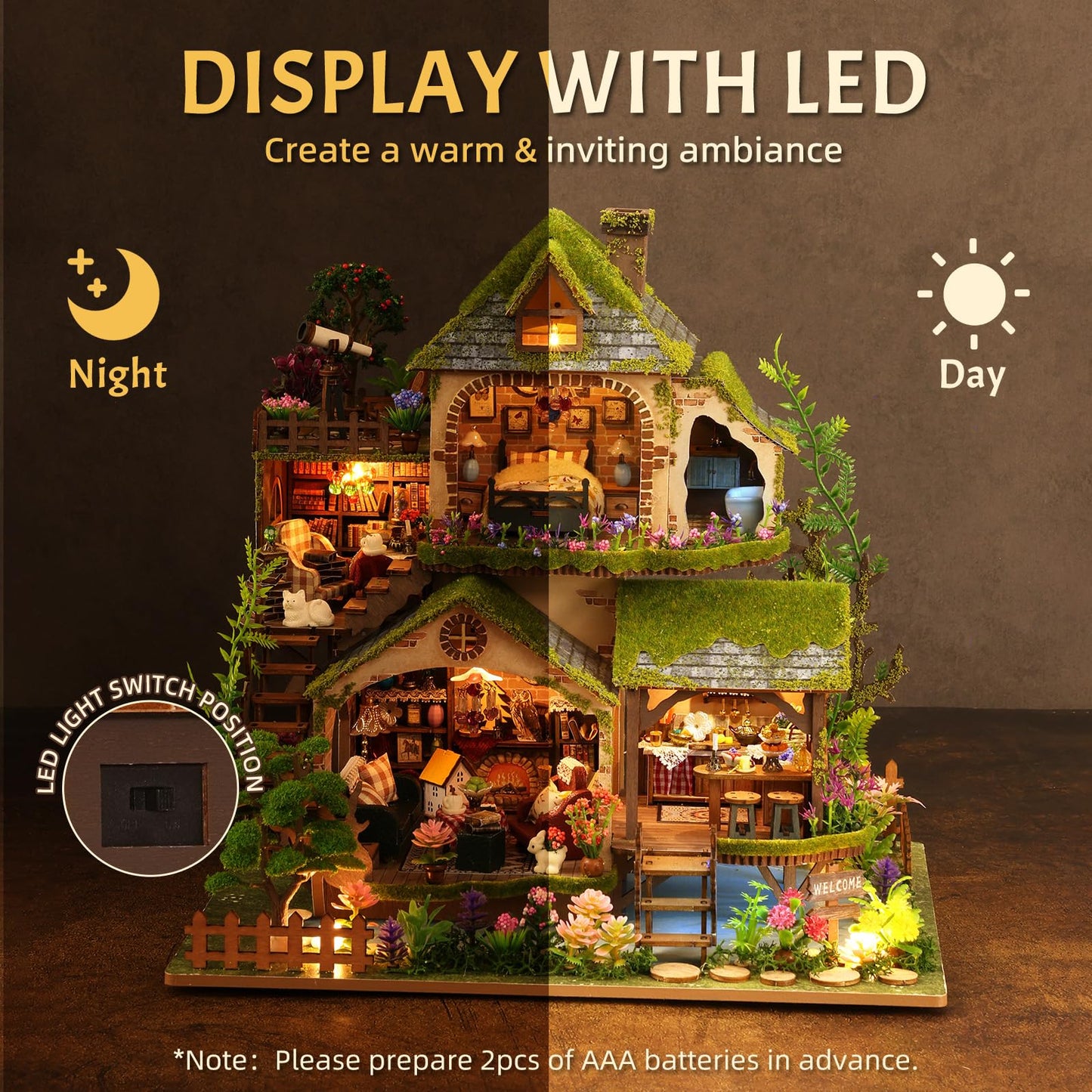 LogicTwist DIY Miniature House Kit with LED Lights, Forest Adventure Wooden Mini House Building Kit for Adults & Teens, Creative Crafts for Women, Friends & Hobbyists
