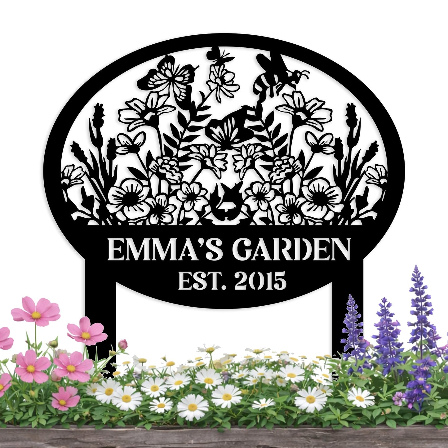 Metal Signs Customized, Personalized Garden Stake Metal Sign, Custom Garden Name Sign, Custom Date Sign with Stakes for Outside, Home Backyard Decor, Farmhouse Patio Decorations, Housewarming Gift