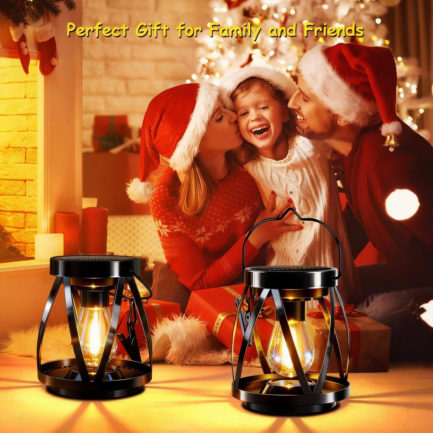 GARPAR Solar Lights Outdoor Waterproof, Upgraded Metal Outdoor Lantern, Brighter Auto On/Off 18H Hanging Solar Lights for Outside Garden Yard Patio Decor, Mother's Day Gift for Mom Grandma 2 Pack