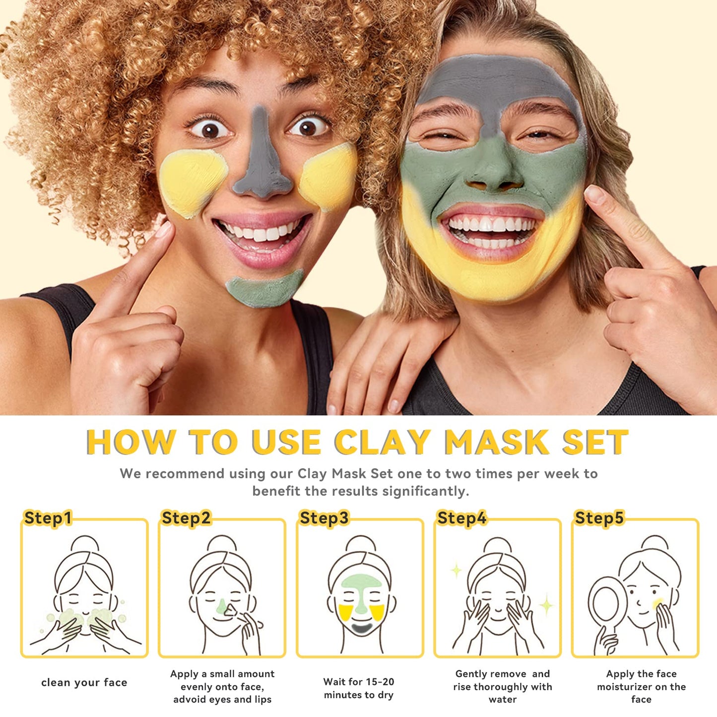 ANAI RUI 3 Pcs Face Mask Set - Turmeric Clay Mask - Green Tea Face Mask - Dead Sea Mud Mask for Oily Skin, Blackheads & Pores -Spa Gift Set Self Care for Women Teens 2.5 oz Each