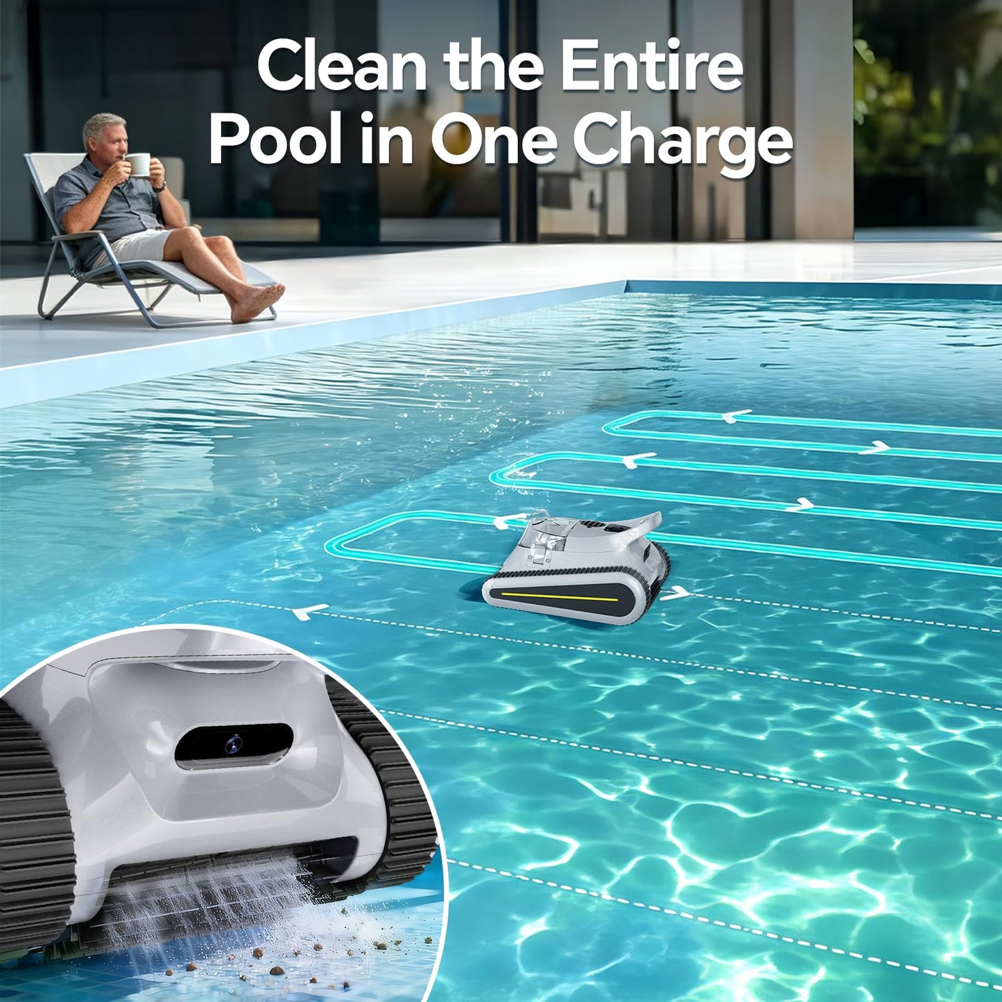 LODOBA Pool Vacuum for Inground Pools & Above Ground Pool, Cordless Robotic Pool Cleaner with 180W Brushless Motor, 3-Hour Runtime, Wall-Climbing Pool Robot Scrubber for Pools up to 2150 Sq.Ft.