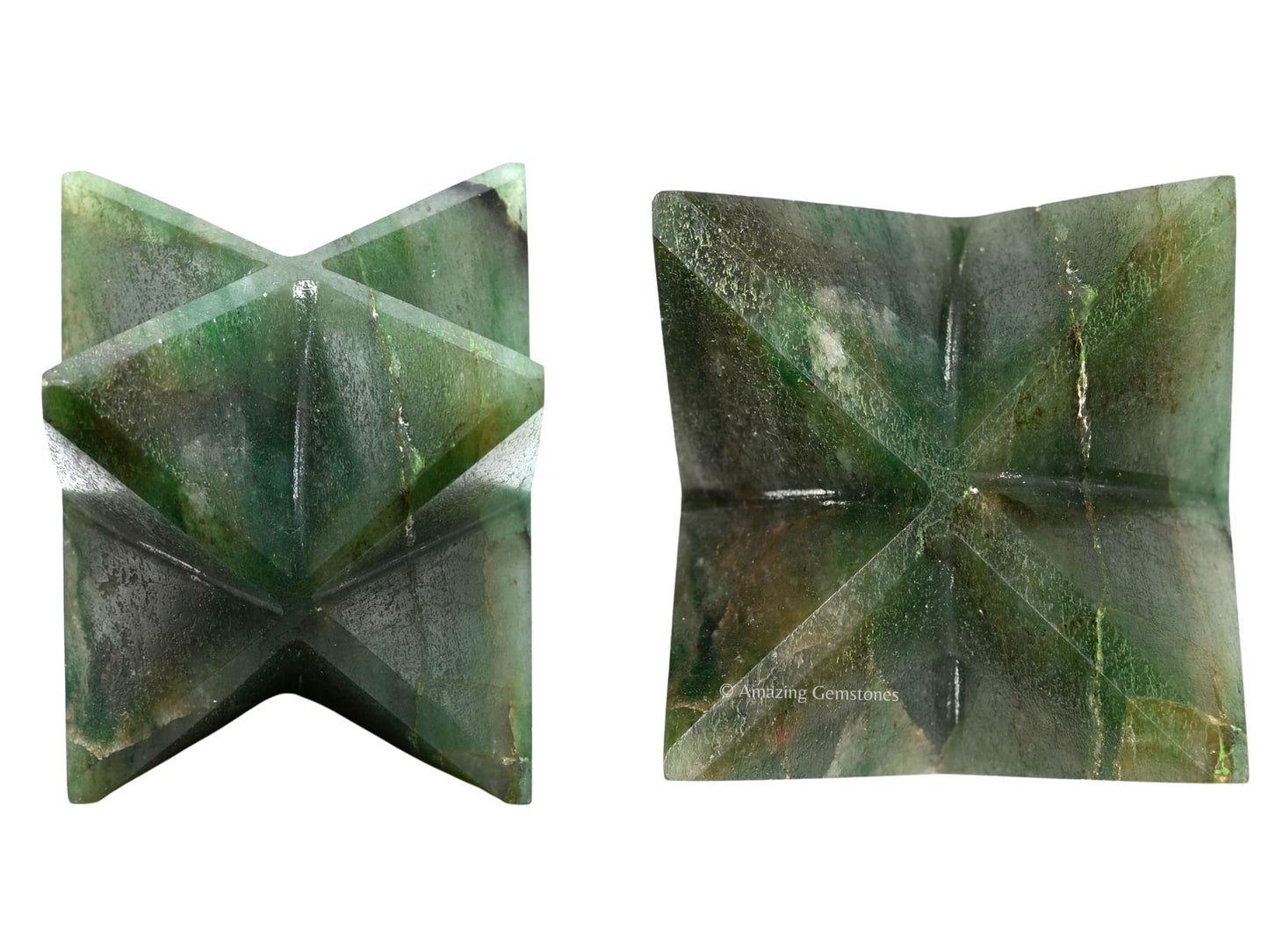 Amazing Gemstone Dark Green Aventurine Merkaba Crystal - 1.5 Inches Metaphysical Merkaba Star for Meditation - Energetic Tetrahedron and Healing Stones for Spiritual Growth and Healing (35-40mm)