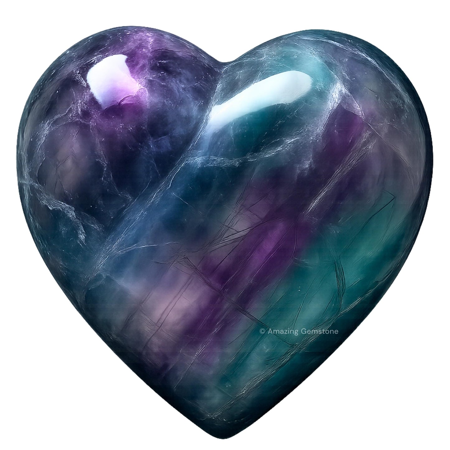 Amazing Gemstone Purple Fluorite Crystal Heart Palm Stone - Pocket Massage Worry Stone for Natural Body Chakra Balancing, Reiki Healing and Crystal Grid