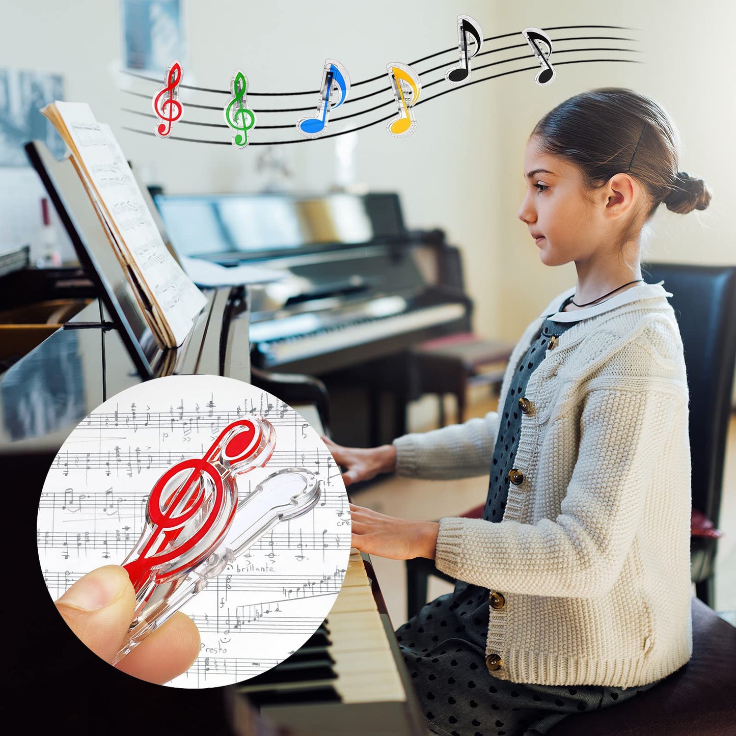 PATIKIL Music Note Clips, 20pcs Music Paper Clip Holder, Plastic Music Book Clip Bookmarks Stationery Clips for Paper Book Music Invitation Card Notebook