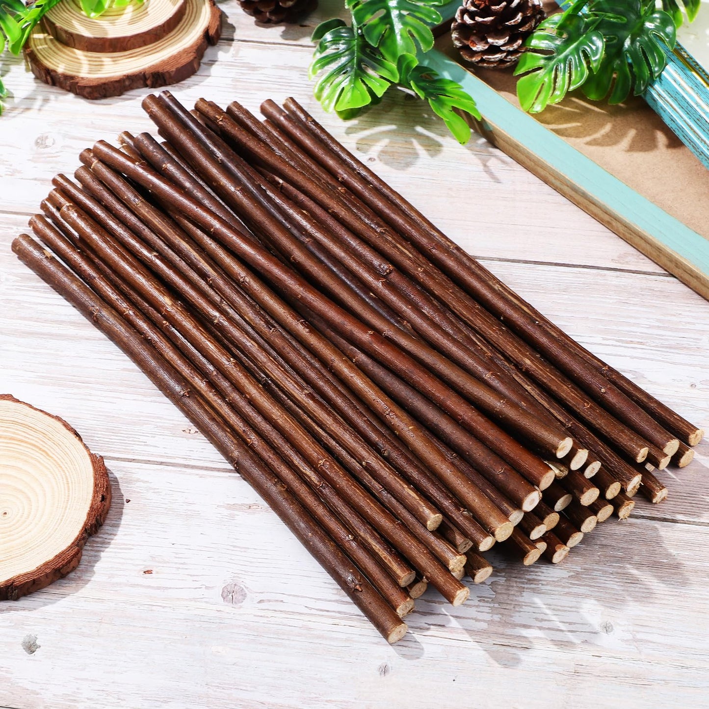 Tofficu 50 Pcs 11.81 Inch Natural Wood Sticks Dried Branches for Crafts DIY Wood Twigs for Floral Arrangements Wedding Centerpieces Rustic Home Decoration