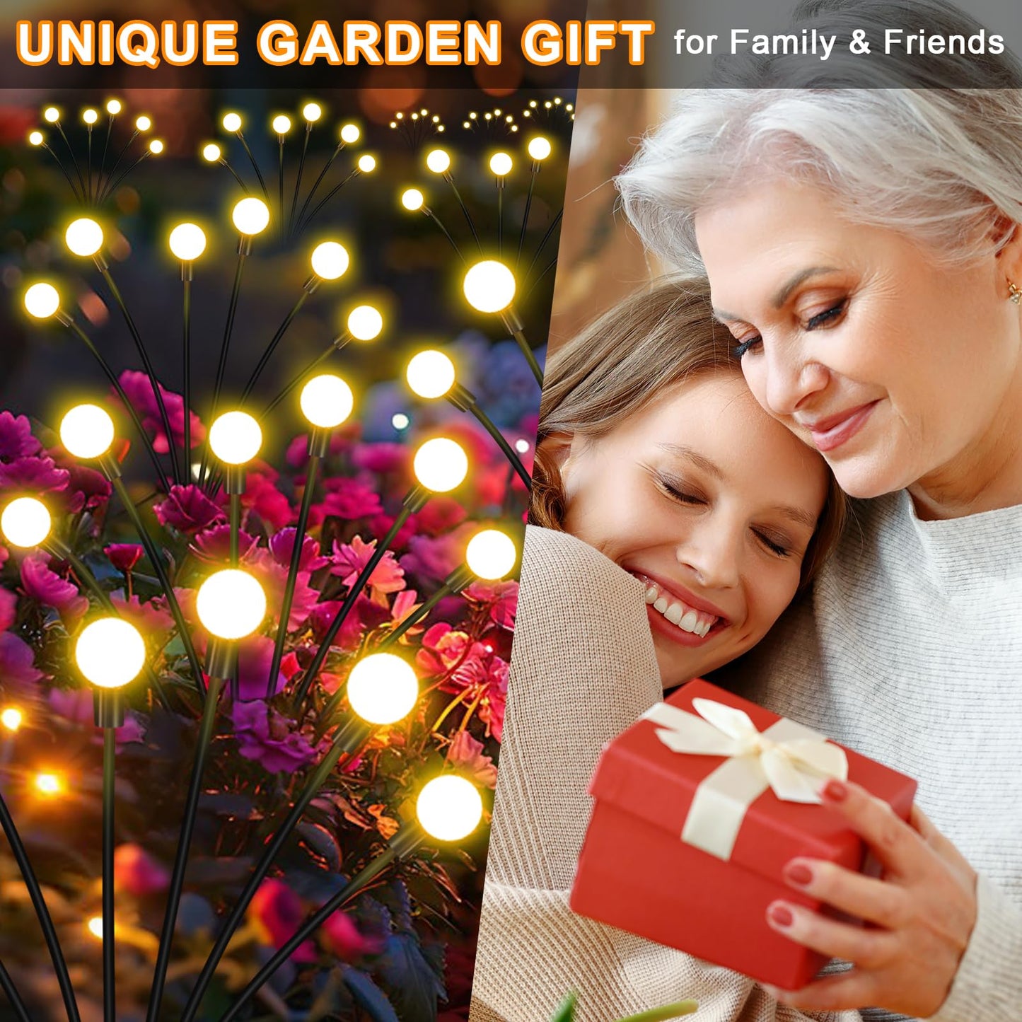NBQQ Solar Garden Lights Outdoor, Waterproof Solar Powered Lights for Yard Pathway Patio, Swaying Lawn Decor as Gardening Gifts for Women Holiday（Warm White,6 Pack）