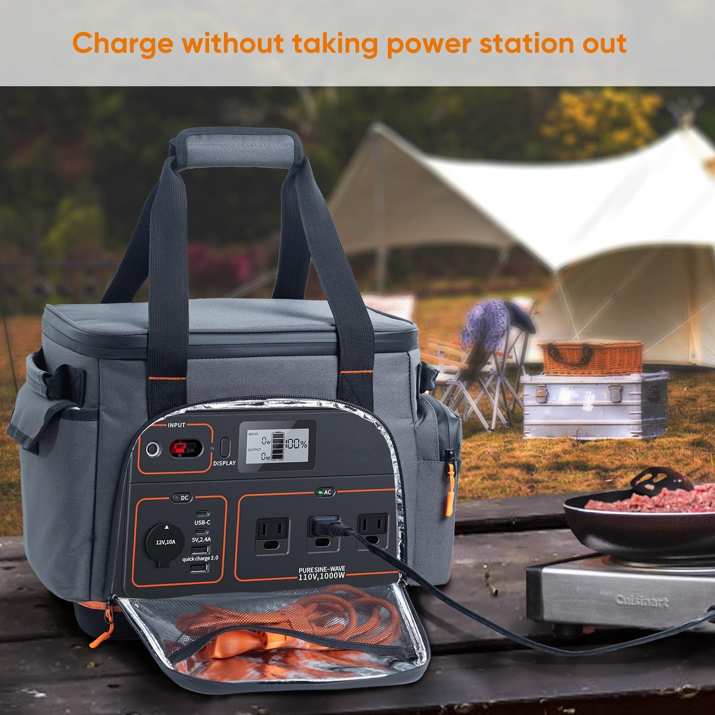 FRECOLSH Travel Carrying Case Compatible with Jackery Explorer 1000, Portable Power Station Storage Case with Water- proof Bottom and Pocket for Jackery Accessories Solar Generator Storage Bag Only
