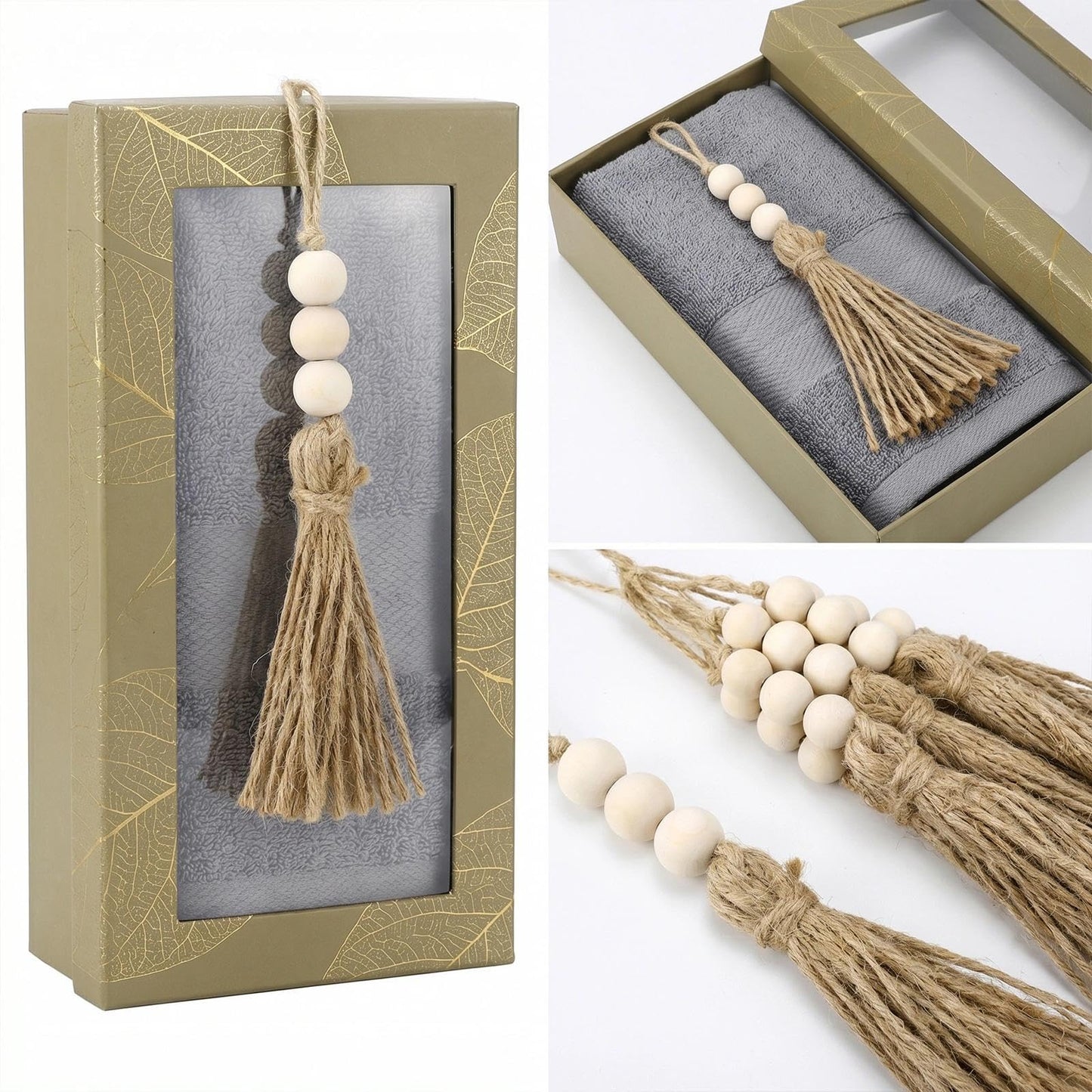 40 Pack Jute Tassels with Wood Beads, Tassels for Crafts, Natural Jute Rope and Wood Bead for Crafts, Bookmark Tassels,Tassels for Decoration DIY Craft Garland, Home Wedding Party Boho Decor