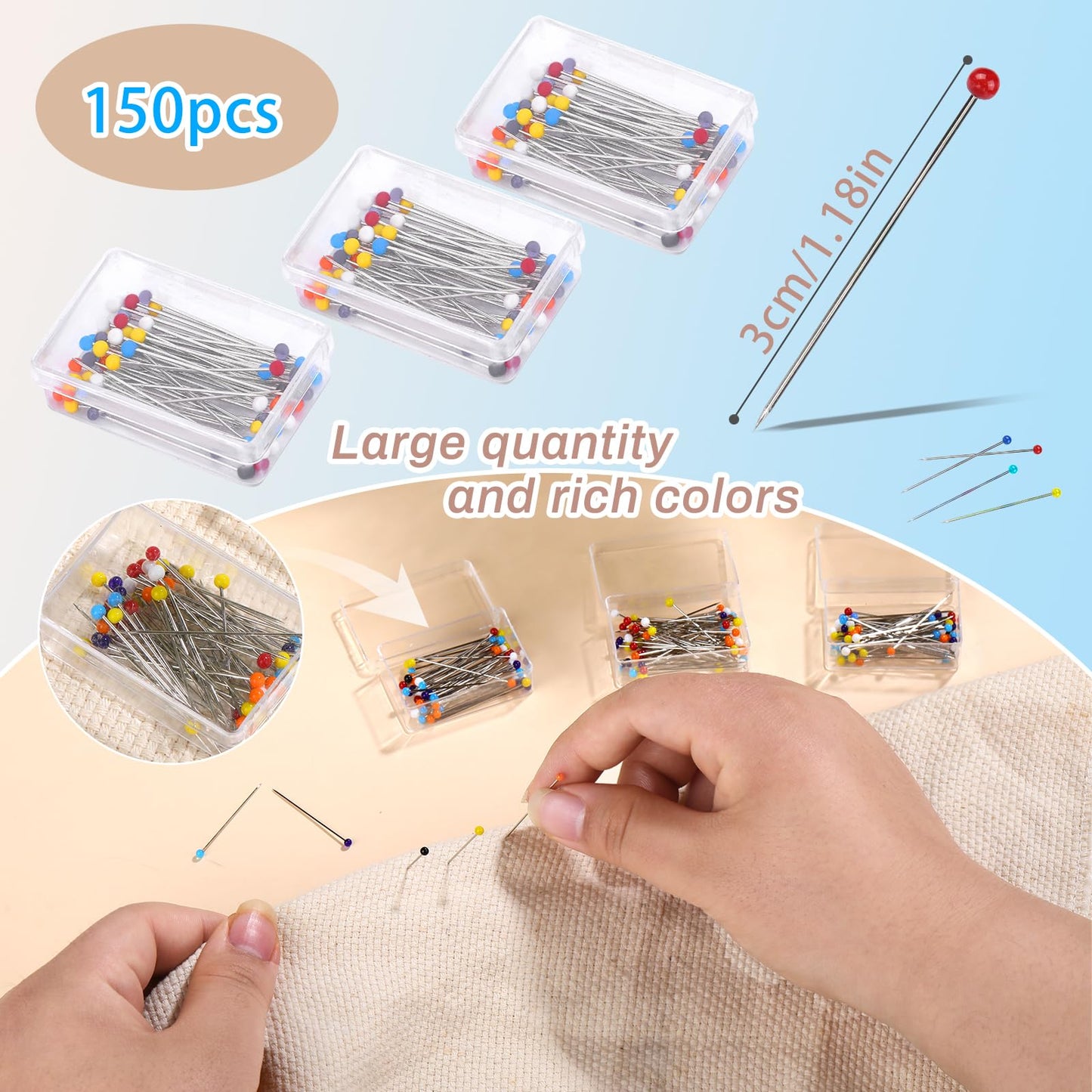 Sewing Pin Cushion Kit, Wrist Pin Cushions for Sewing, Needle Cushion with 150Pcs Sewing Pins, 50Pcs Sewing Needles, Seam Rippers, Scissors, and Tape Measure