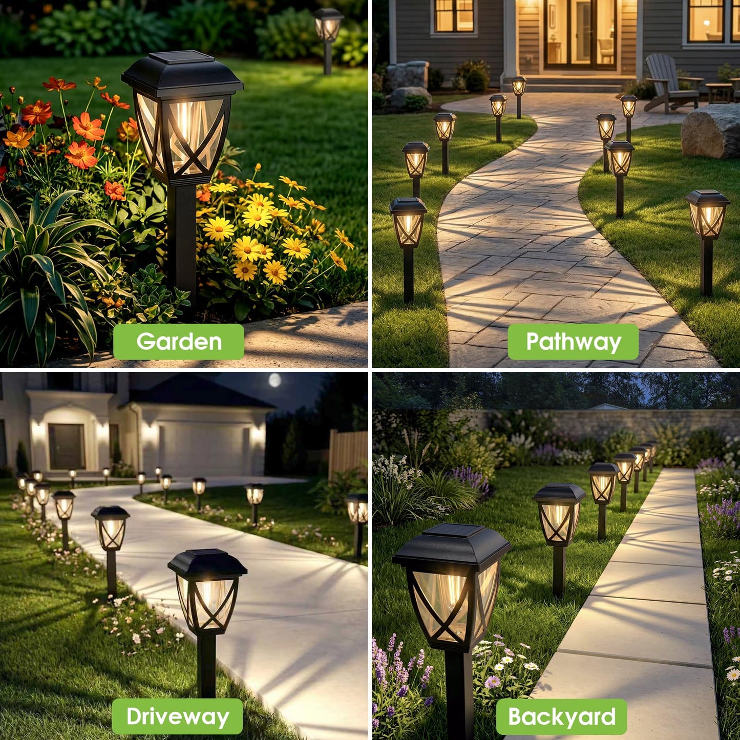 Greluna Solar Pathway Lights Outdoor 10 Pack, Auto On/Off Waterproof Solar Garden Lights, Energy Saving LED Landscape Outside Lights for Yard, Walkway, Patio & Driveway Decor