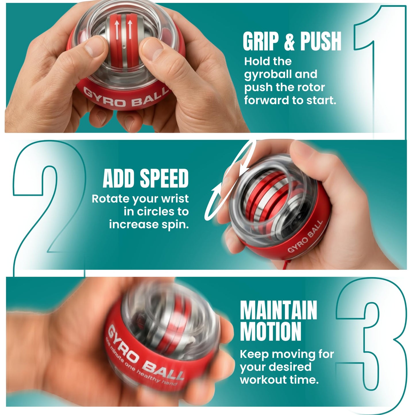 Nexfit Torque Ball Hand Exerciser - Wrist Power Gyro Ball & Forearm Exerciser – Premium Wrist Strengthener for Fitness, Rehab, Stress Relief & Dexterity Training – Portable, Gift-Ready for Adults
