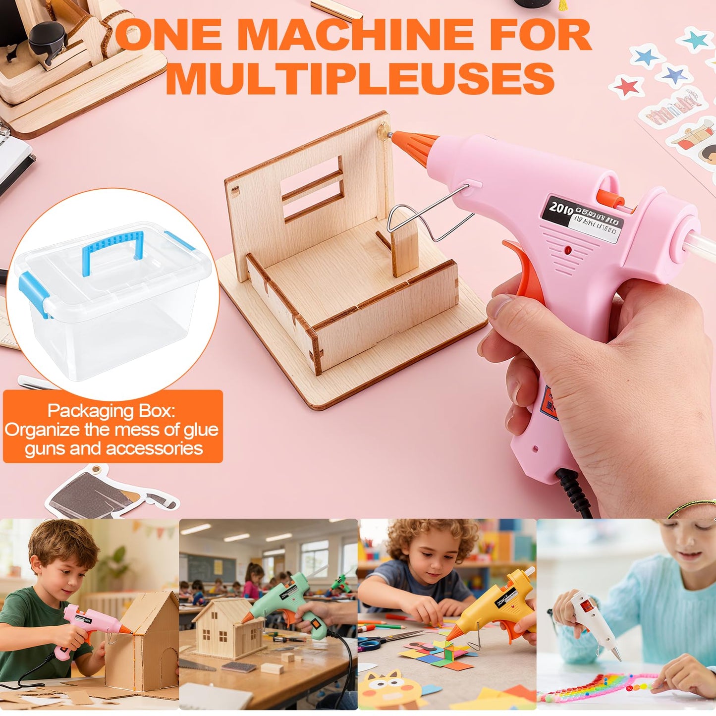 10 Pack Mini Hot Glue Gun with 50 Glue Sticks, 5 Colors Mini Hot Glue Gun Set, Small Hot Glue Gun Kit with Storage Box for Crafts & School Class Projects, Craft Glue Guns for DIY Arts & Home Repair