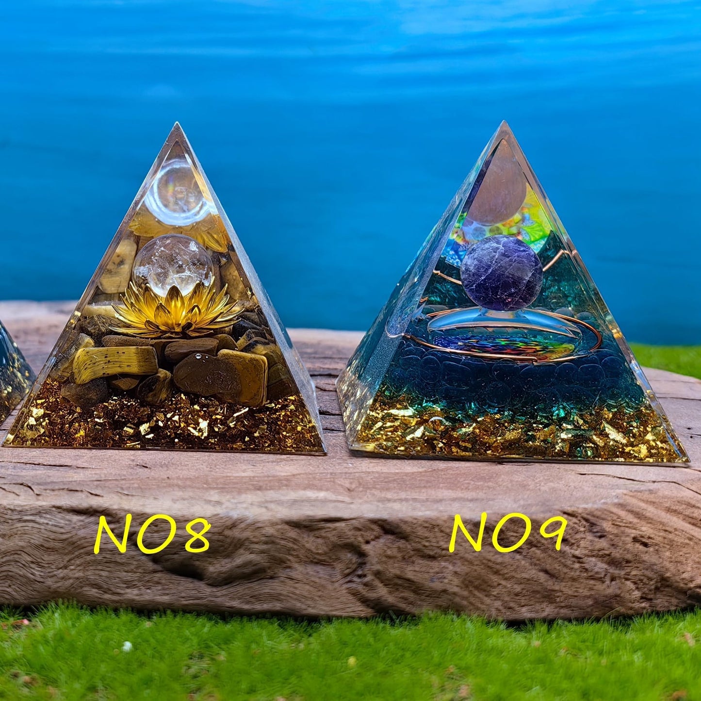 Healing Crystals Orgone Pyramid for Positive Energy, Stress Reduction, and Attracting Wealth and Luck Reduce Stress and Promote Healing with this Crystal Pyramid Home Decor (NO5,6cm)