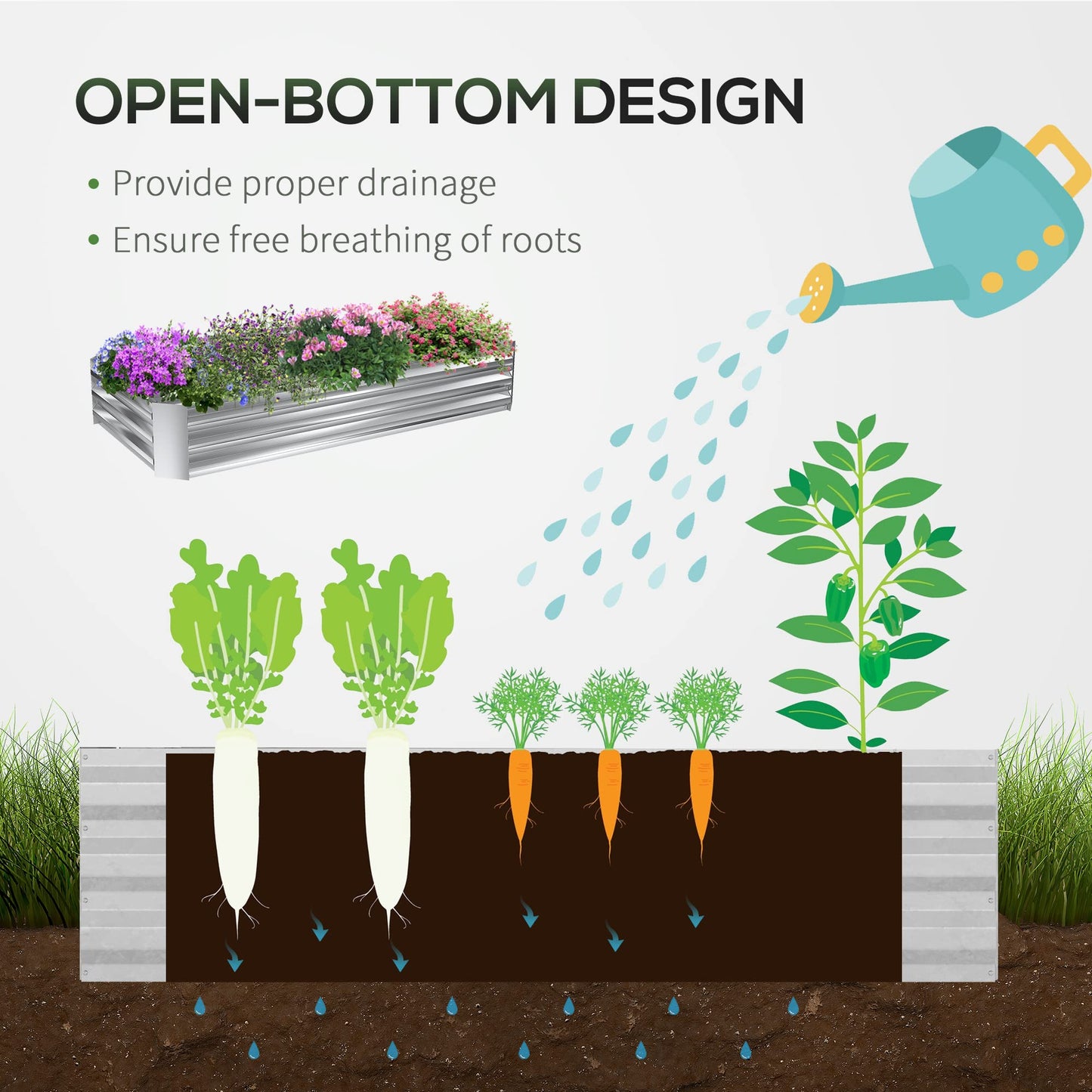 Outsunny 6 x 3 x 1ft Metal Planter Box with Mini Greenhouse, Galvanized Raised Garden Bed with Cover for Herbs and Vegetables, Small Greenhouse for Patio Garden Balcony, Clear and Silver
