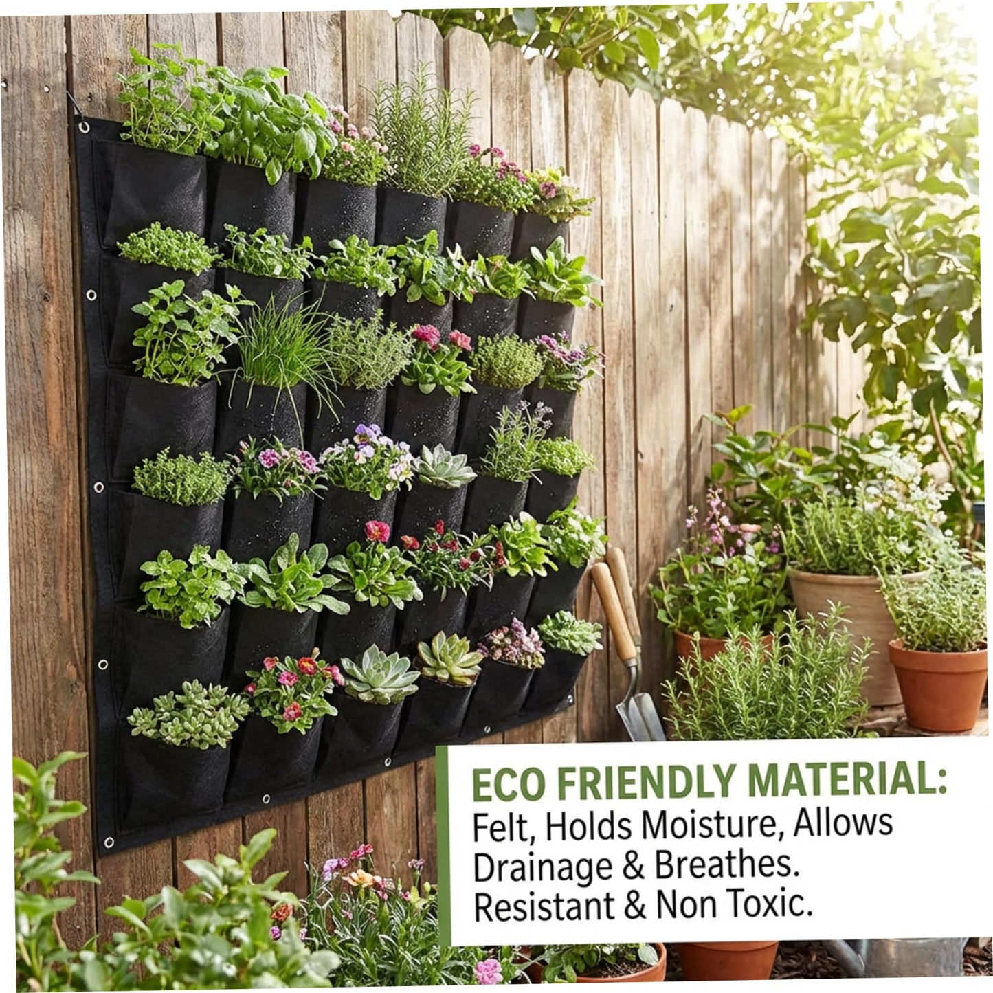 Peosaard Vertical Planter, Vertical Garden Planter with 36 Pockets, Living Wall for Indoor Outdoor Use, Thick Non-Woven Fabric Planting Bag (Black, 39.4"x39.4"), Garden