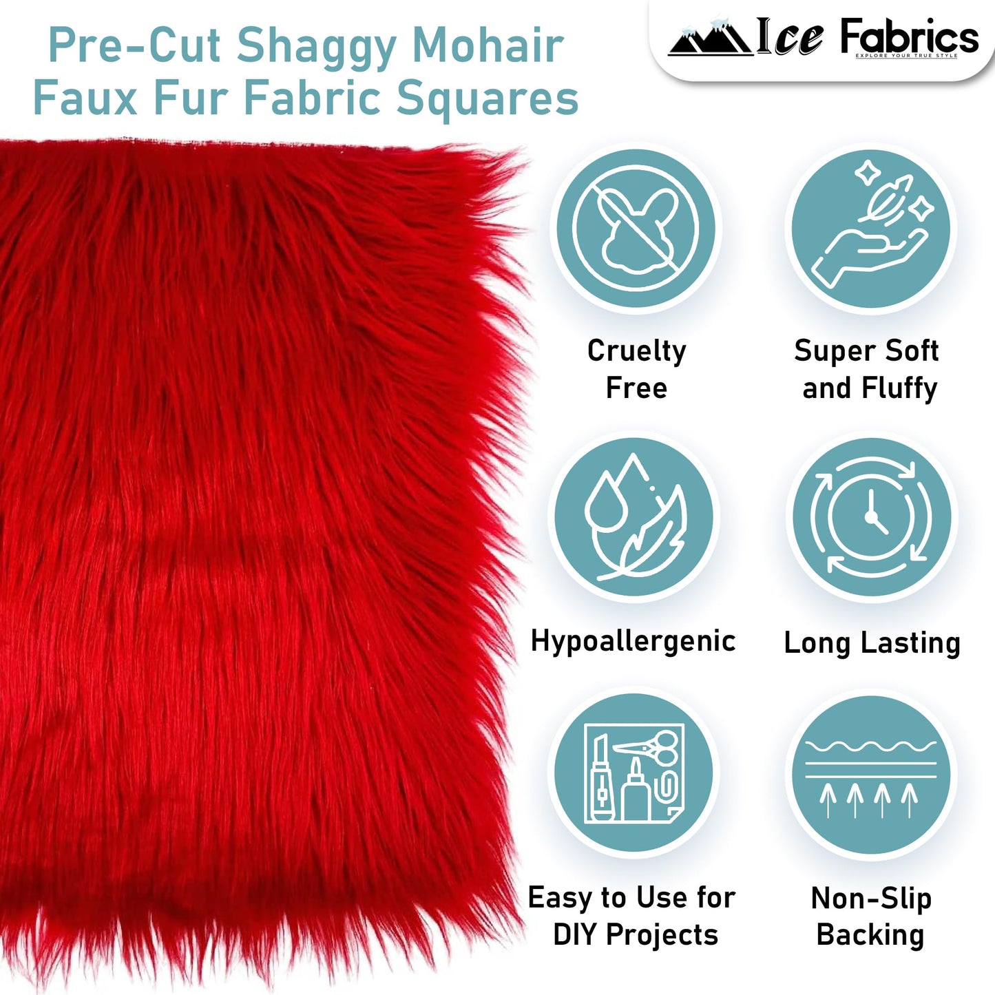 Ice Fabrics Faux Fur Fabric Squares - 10x10 Inches Pre-Cut Craft Fur - Shaggy Mohair Fabric for Costumes, Apparel, Rugs, Pillows, Decorations and More - Lime Green - 10"x10"