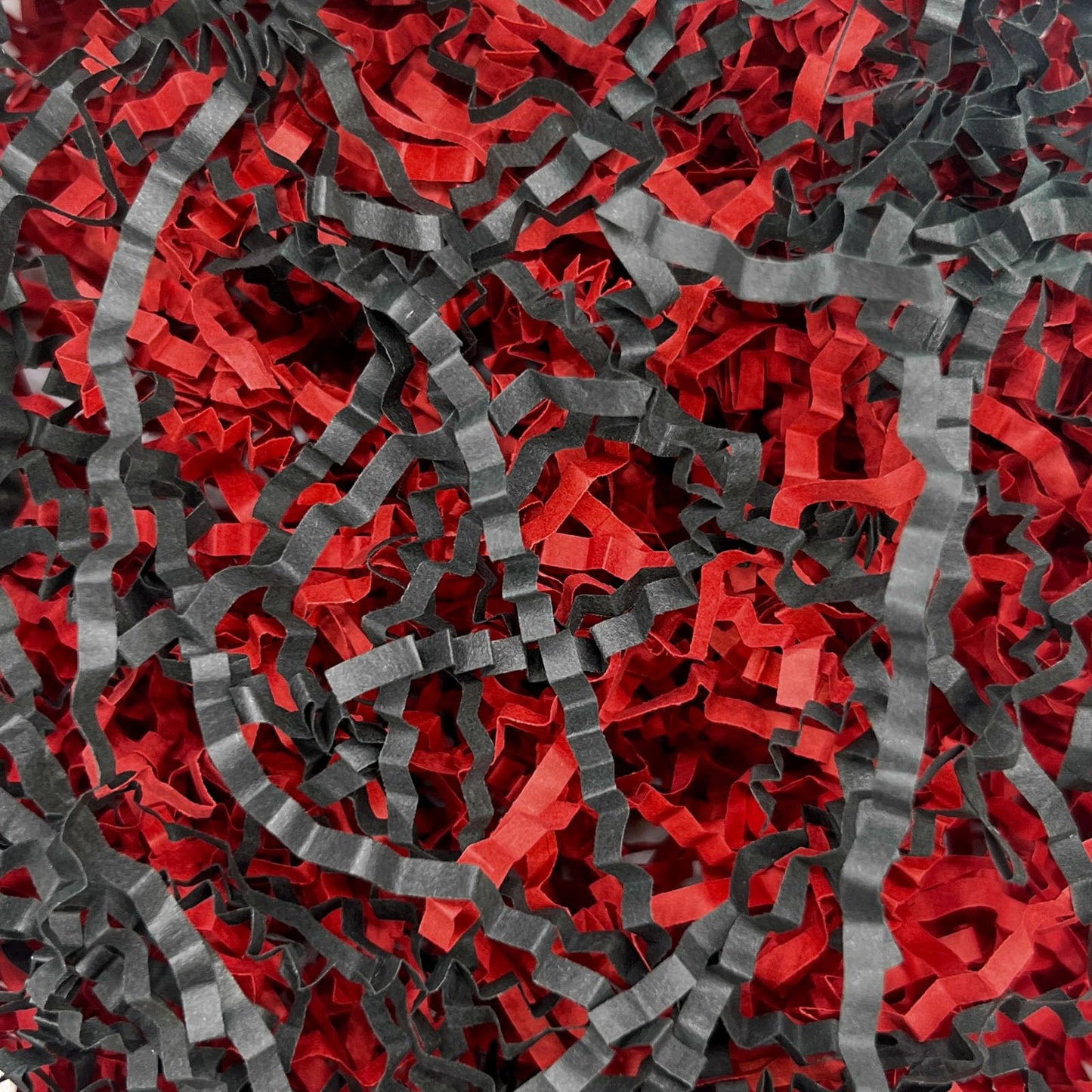 Tisspoms 1LB Black Red Crinkle Cut Paper Shred Filler, Paper Shreds for Basket Fillers, Birthday, Halloween, Gift Wrapping, Christmas, Fiesta Stranger Theme Party Gift Decor Party Filler