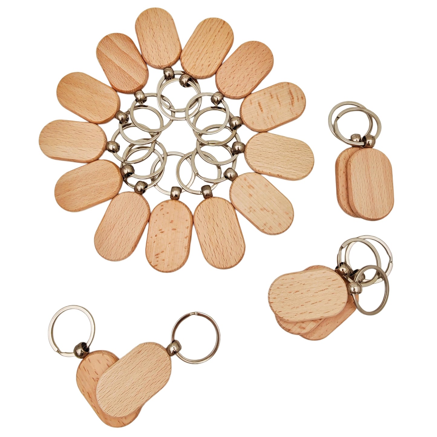50PCS Wood Keychain Blanks,Unfinished Wooden Key Rings with Metal Loops for Laser Engraving DIY Craft Christmas Ornaments (Playground Shape)