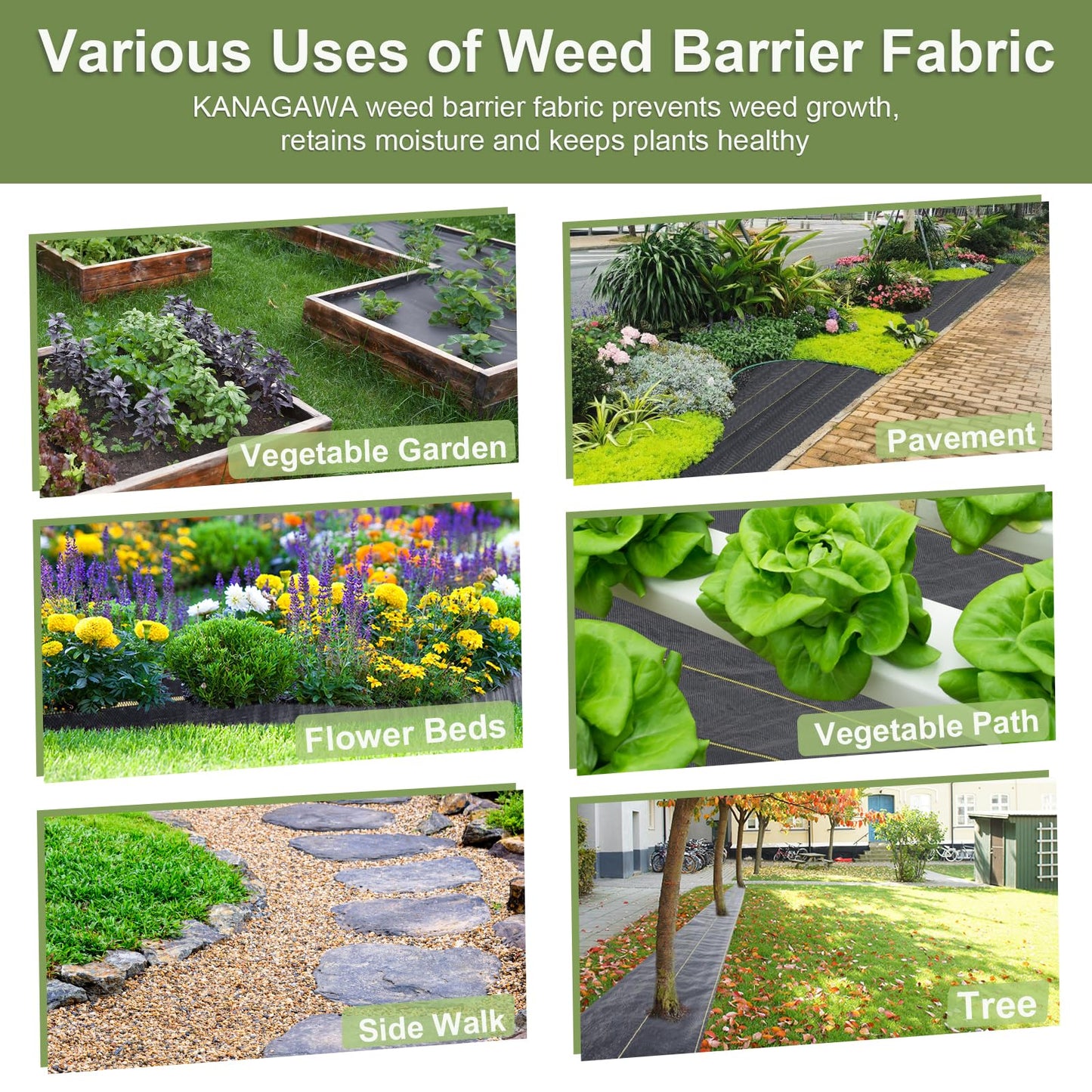 KANAGAWA 3oz Heavy Duty 4ft x 300ft Weed Barrier Fabric Professional Woven Landscape Ground Cover with 90 Landscape Staples, Landscape Fabric Density for Driveway Garden Yard Greenhouse Gardening