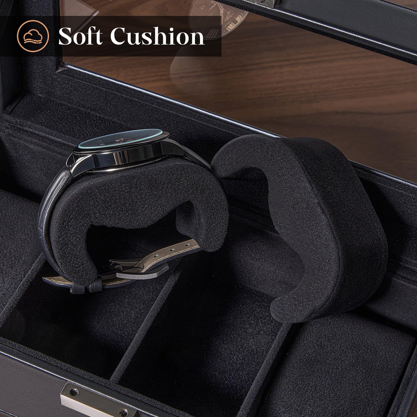 ProCase Watch Case, 4 Slot Mens Watch Box Holder Organizer with Glass Lid, 2-Layer Watches Display Case, Mens Jewelry Box with Drawer, Birthday Valentine Gifts for Men Women -4 Slot, Black