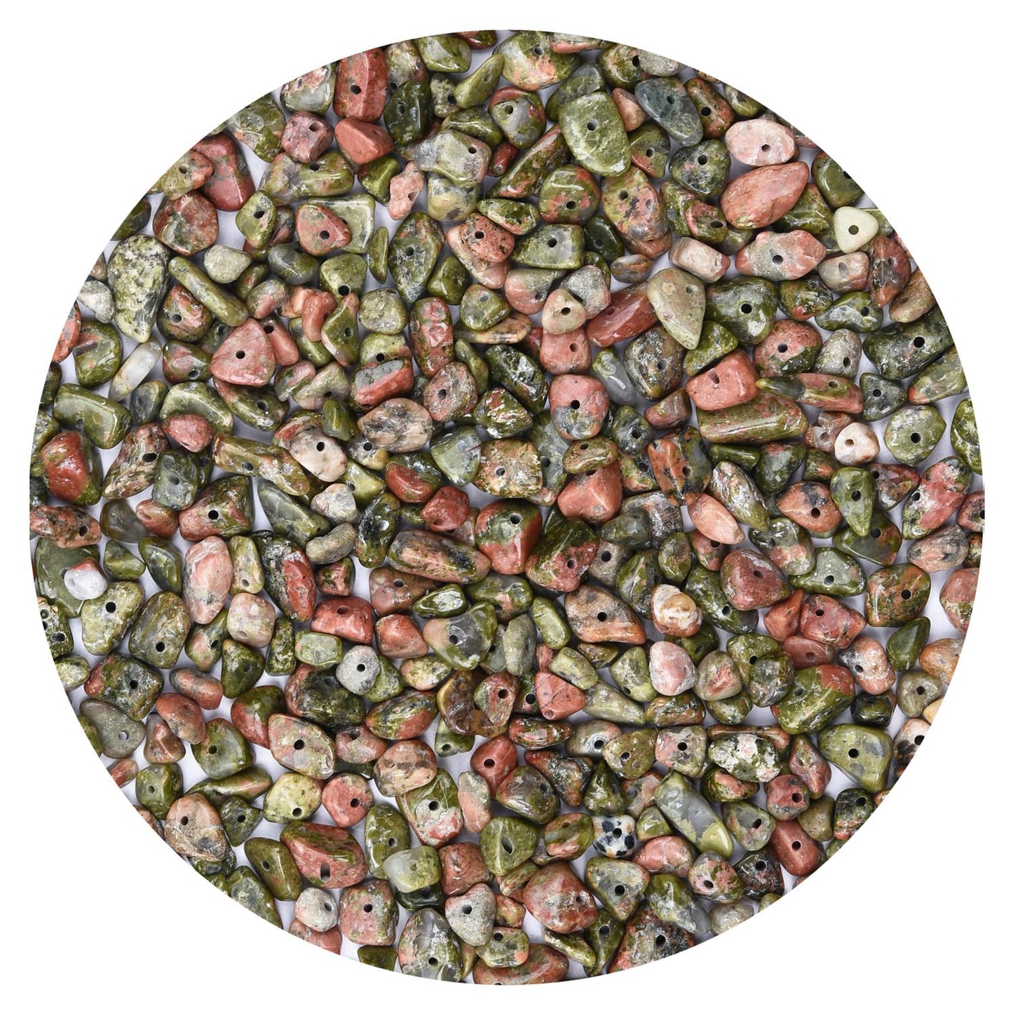 Natural Chip Stone Beads 450pcs Unakite Jasper Chips 5-8mm Genuine Real Irregular Healing Crystal Rocks Hole Drilled DIY Loose Gemstone Beads for Jewelry Making Bracelet Earrings Necklace Crafting