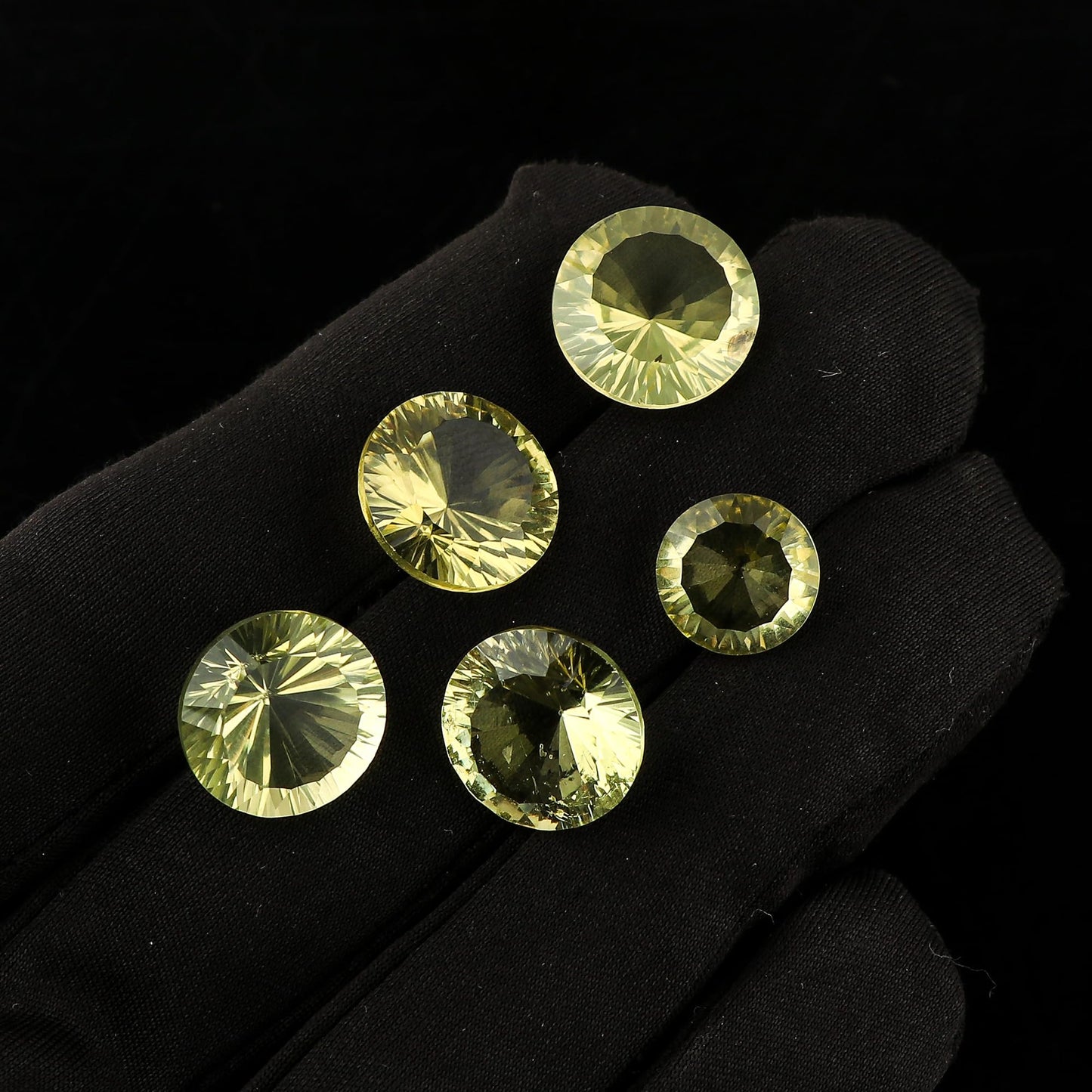 CRYSTALIS 5pcs AA+ Natural Lemon Quartz, Concave-Cut, Loose Gemstone Wholesale Bulk Cabochons Jewelry Making Supply, Chakra Healing Polished Stones, Wire Wrapping, DIY, Gem Collection, 14mm