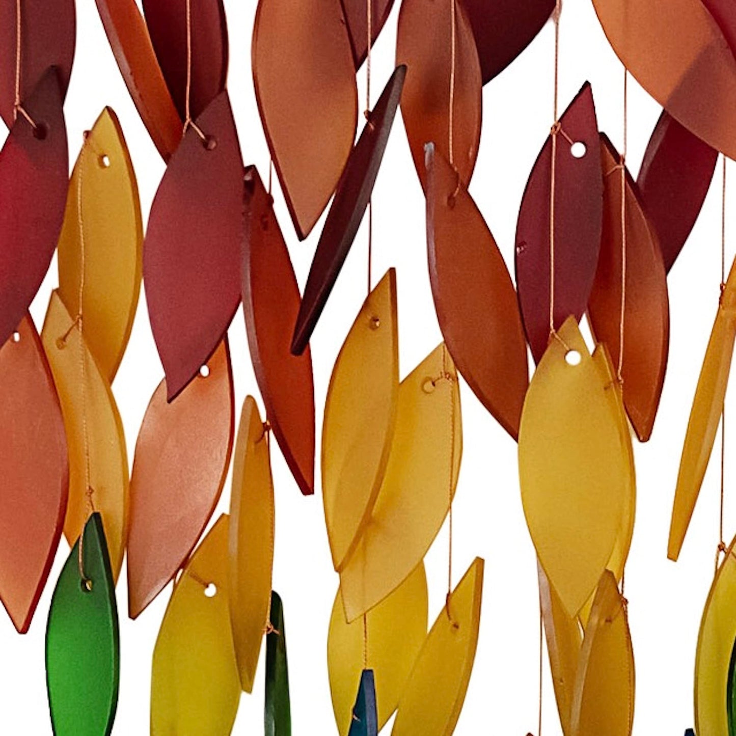 Blue Handworks Deluxe Rainbow Waterfall & Driftwood Chime, Sandblasted Glass and Found Wood Handcrafted Wind Chime