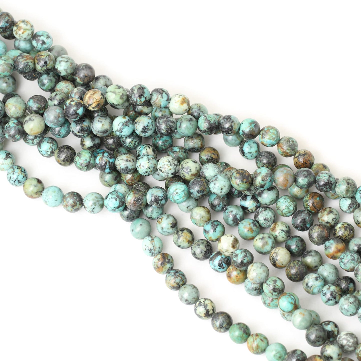CHEAVIAN 45PCS 8mm Natural African Turquoise Stone Gemstone Round Loose Beads for Jewelry Making DIY Bracelet Necklace Materials 1 Strand 15"