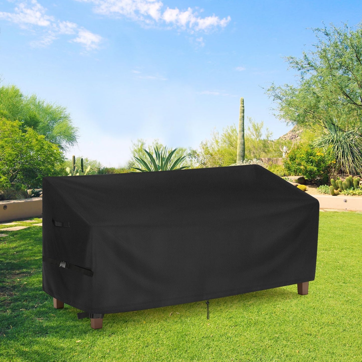 Iptienda Outdoor Bench Cover for SERWALL Benches, 49inch Patio Bench Covers Waterproof Heavy Duty for Entryway Bench/Garden Benches, Black-49x23x35in