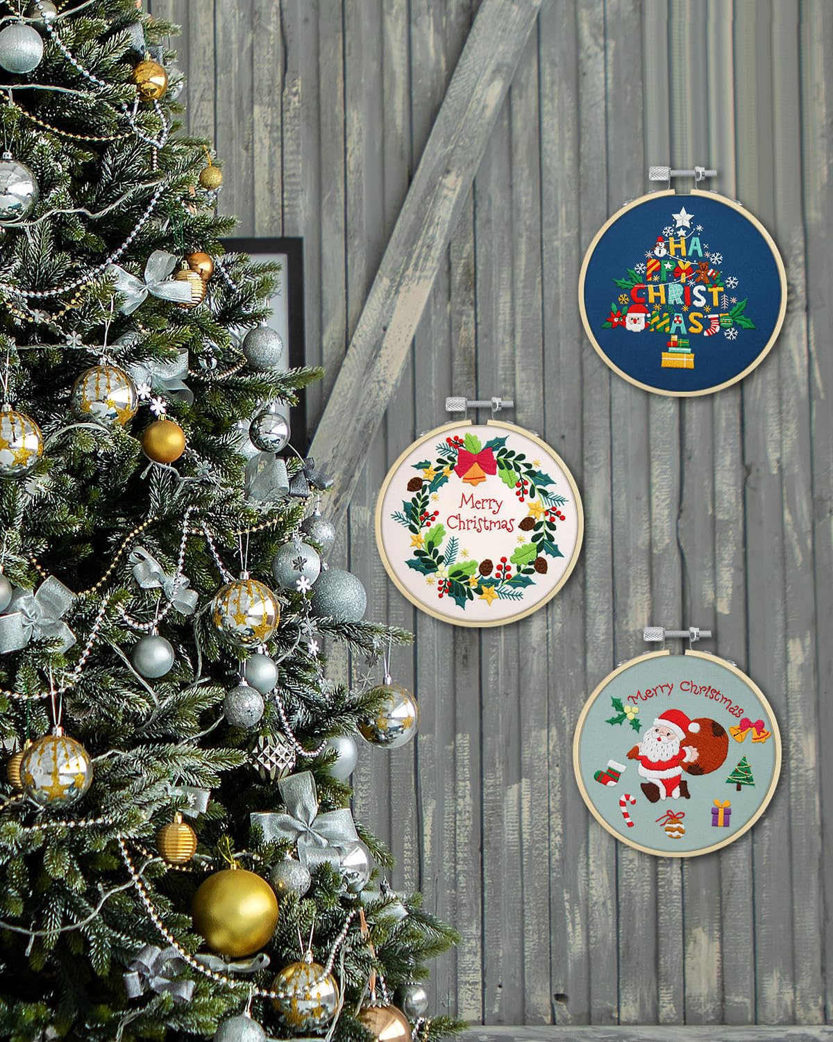 TINDTOP 8 Pieces 6 inch Embroidery Hoops, Bamboo Frame Circle Cross Stitch Hoop Ring Embroidery Hoops Set for Embroidery and Cross Stitch