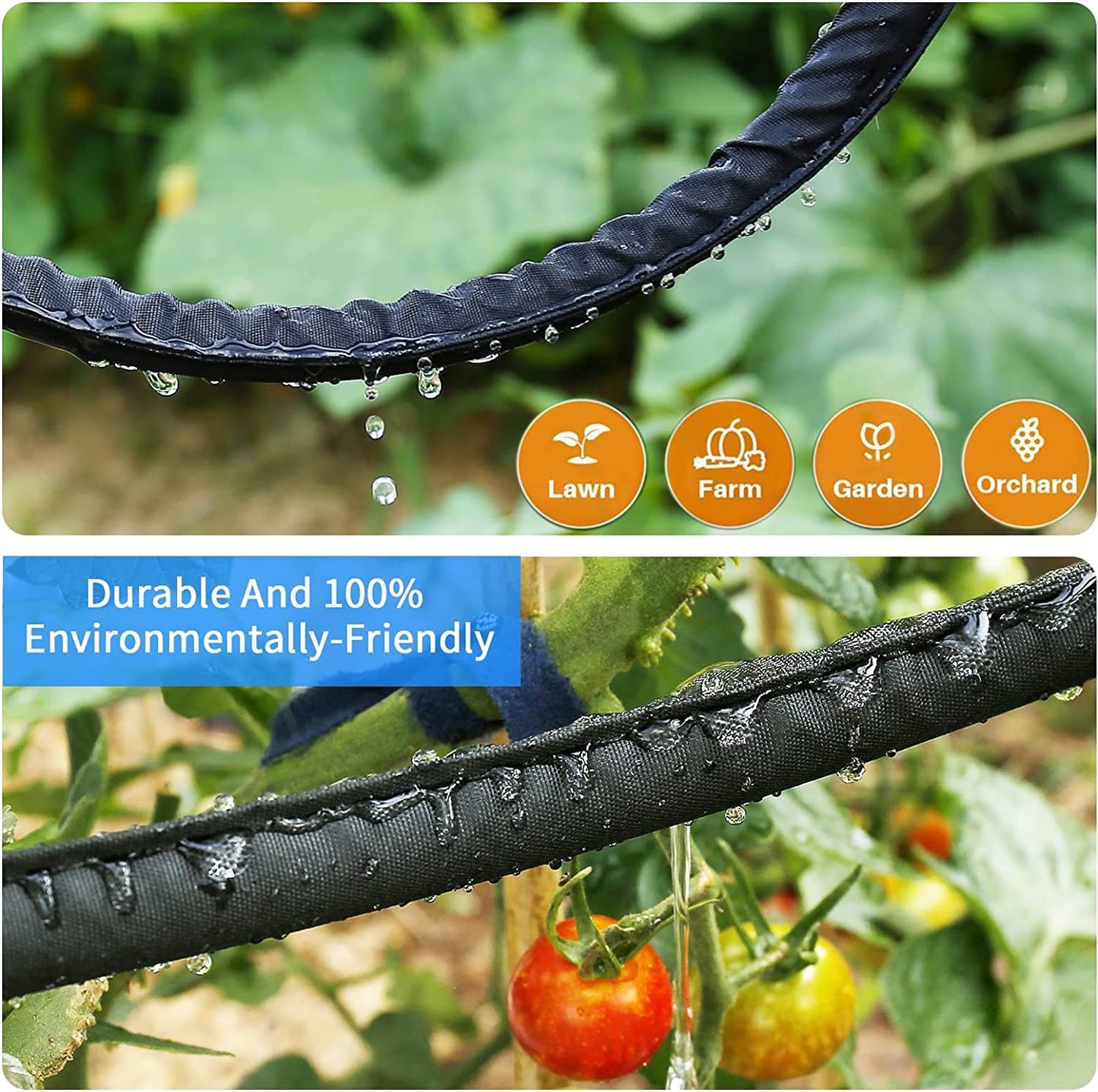 Hlinker 2026 Flat Soaker Hose 200 ft (50ft 4Packs) with Stake for Garden, Linkable Drip Hose Diy Automates Garden Irrigation System Saving 90% Water, Dual-layer Leak-free Design Water Hose with Holes