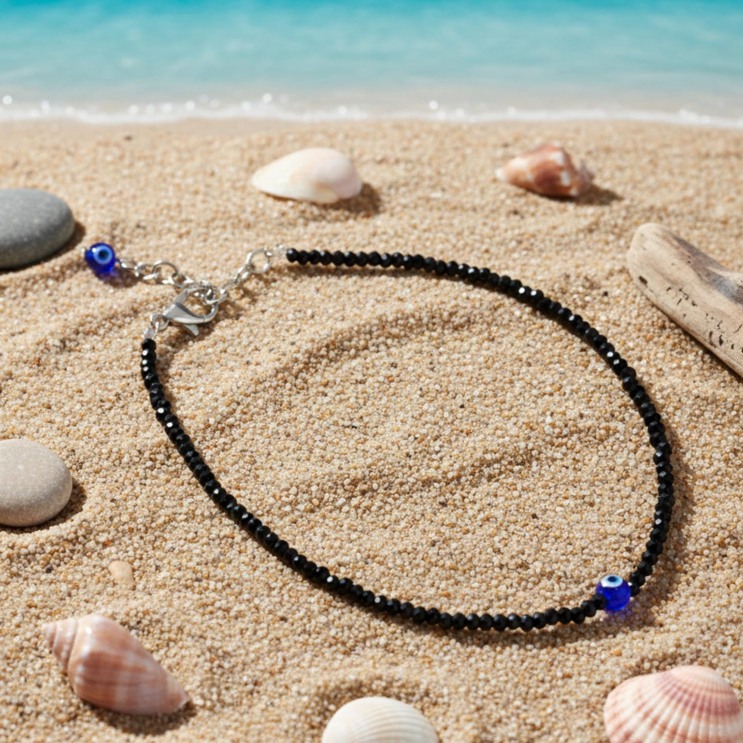 Authentic Black Obsidian Anklet Bracelet for Women - Lab Tested Natural Gemstone Bracelet - 2mm Micro Faceted Beads - Adjustable 7 to 9 Inch Healing Crystal Foot Jewelry for Grounding, Protection & Root Chakra Gift For Her