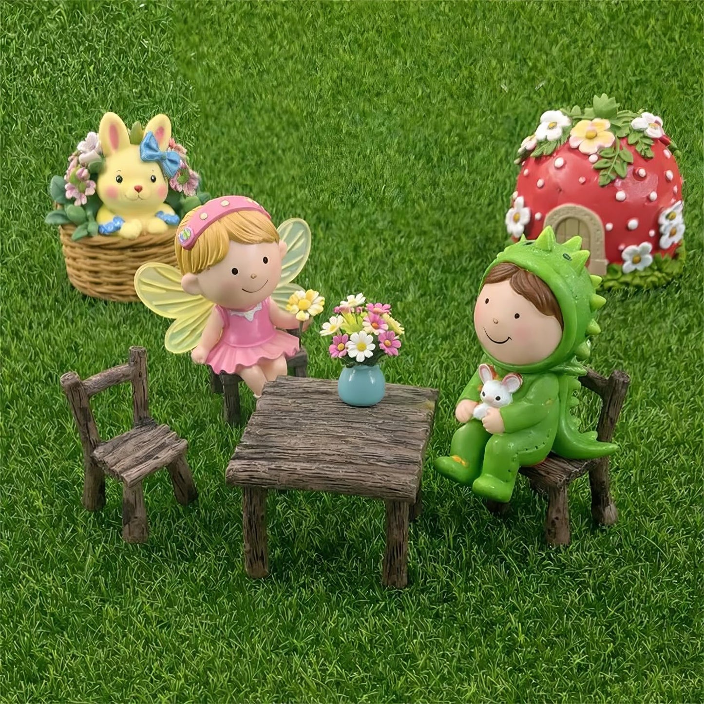 Fairy Garden Accessories 10-Pack Miniature Table and Chairs Set, Mini Fairy Garden Resin Ornaments, Outdoor Decor for Miniature Dollhouse & Micro Landscape DIY