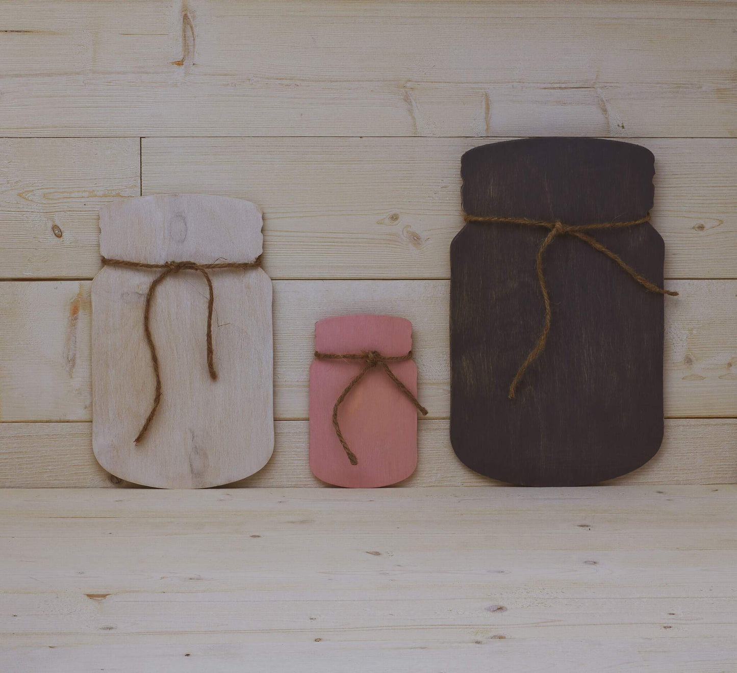 Mason Jar Sign 6 x 3-1/2-inch, Pack of 3 Wooden Cutouts Unfinished, Mason Jar on Wood for Wood Burning Projects & Decor, by Woodpeckers