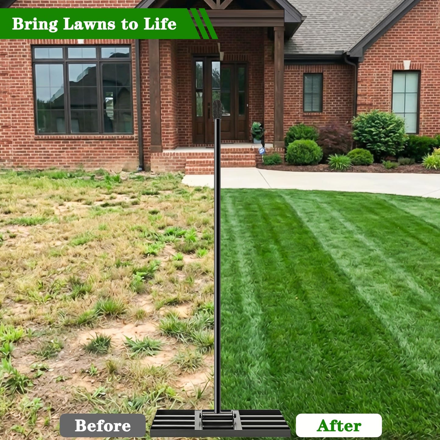 Tegarbed Lawn Leveling Rake 17x10 inch, Heavy Duty Ground Leveler for Soil, Sand, Effortless Smooth Use & Easy Assembly Stainless Steel Landscape Rake for Backyard, Garden, Golf Course, Black